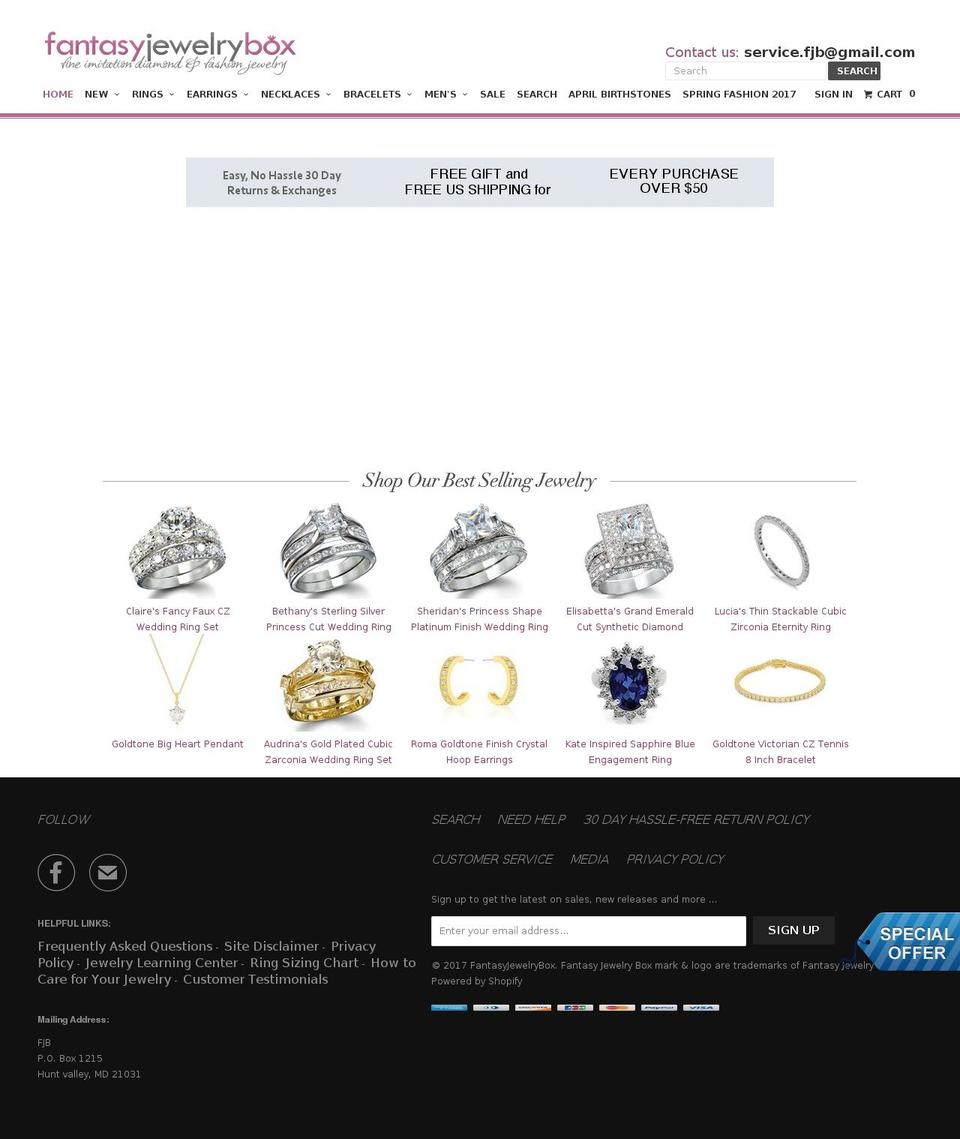 fantasyjewelrybox.com shopify website screenshot