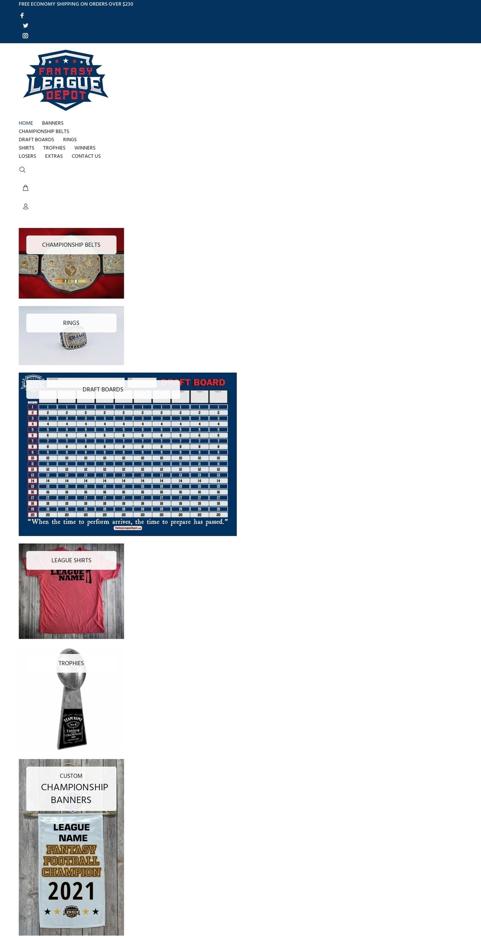 fantasyleaguedepot.com shopify website screenshot