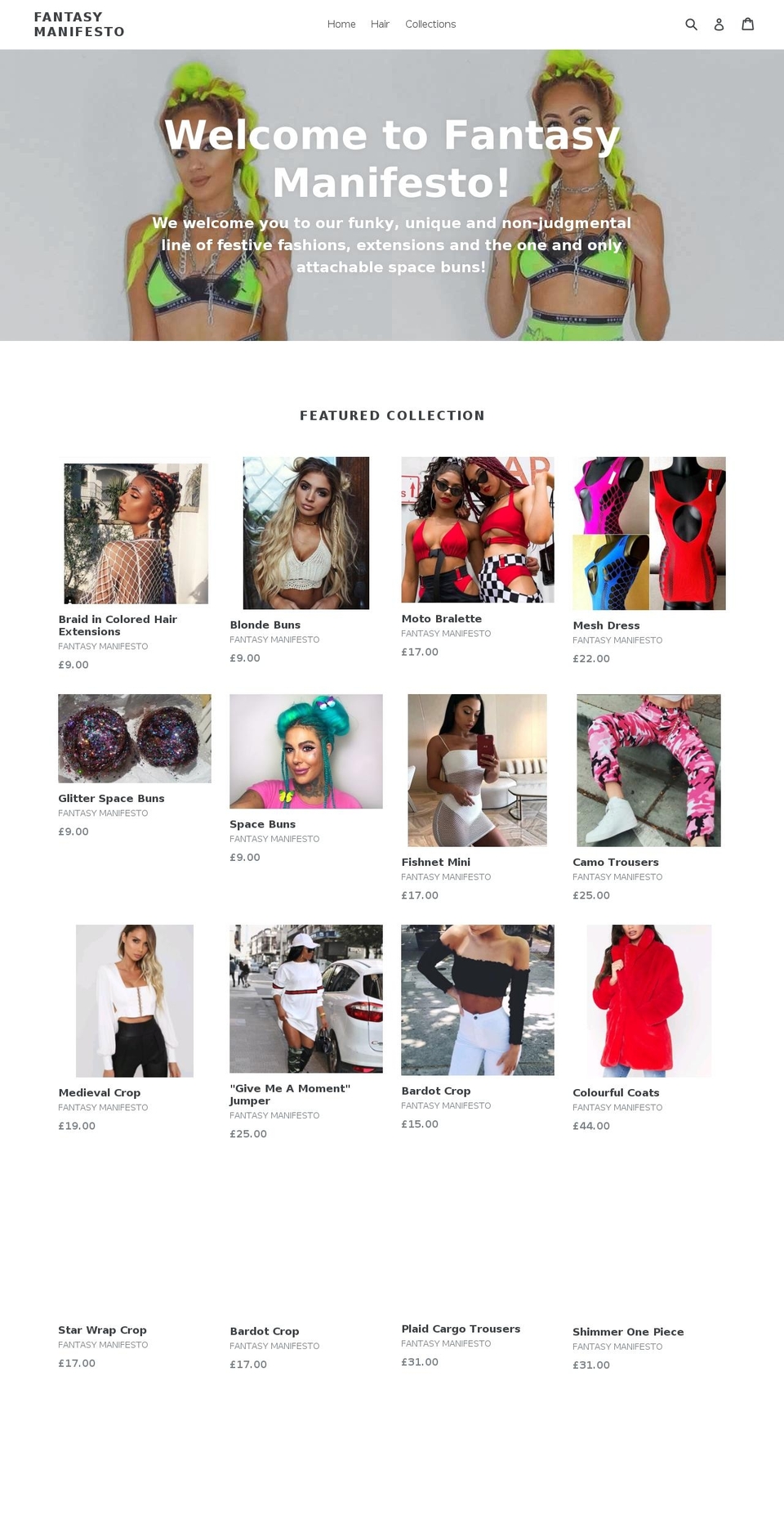 fantasymanifesto.com shopify website screenshot