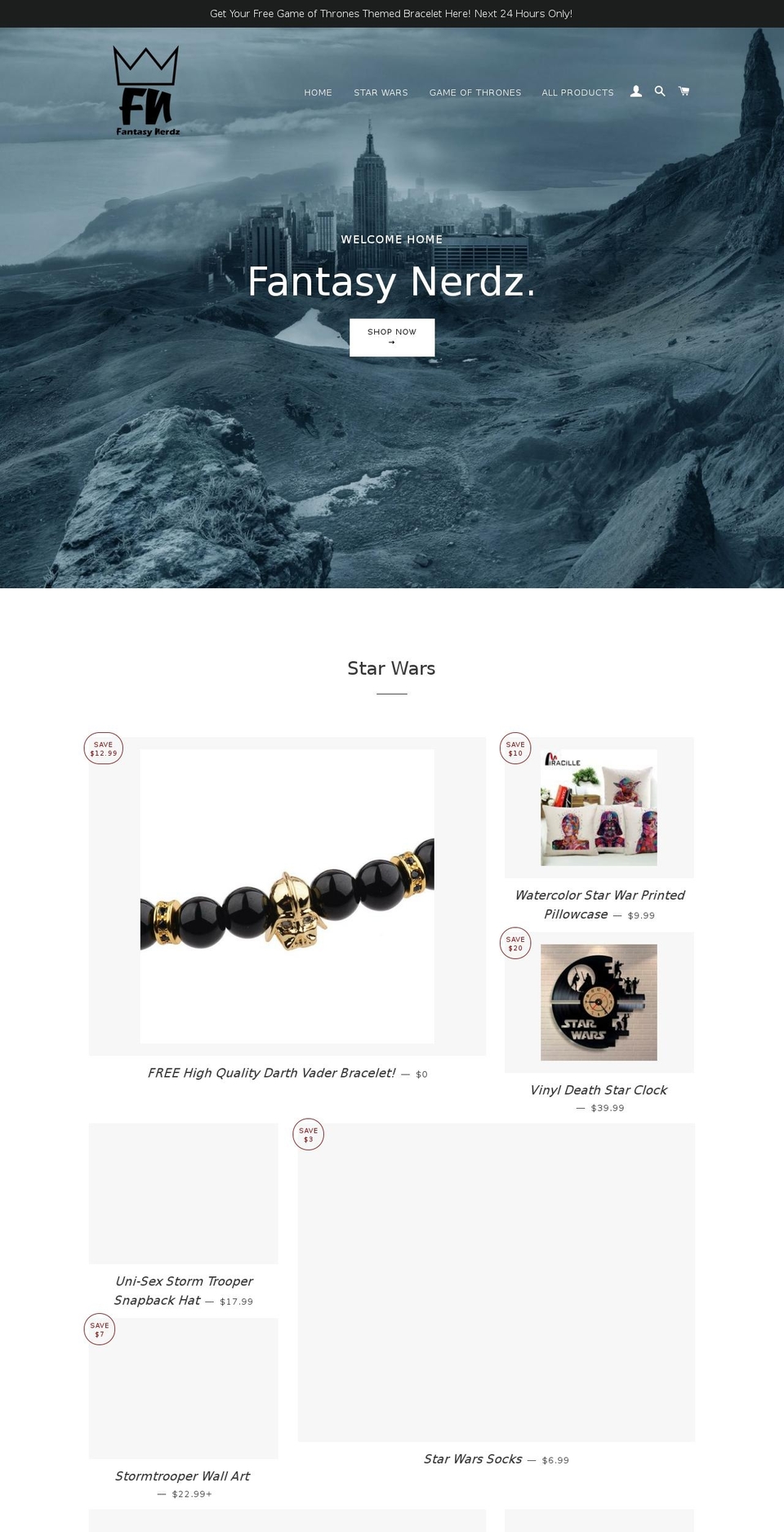fantasynerdz.com — Shopify storefront screenshot
