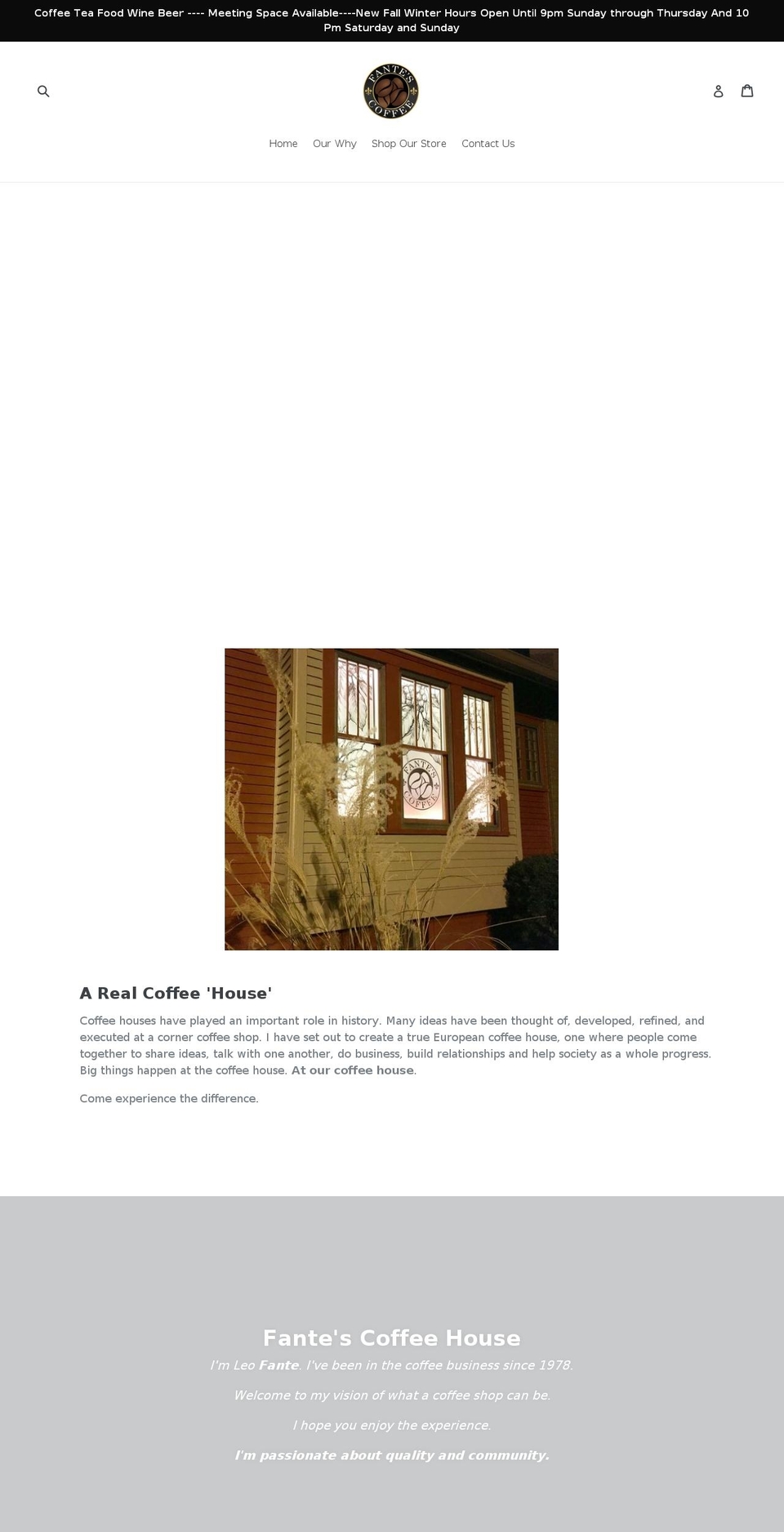 fantescoffee.com shopify website screenshot