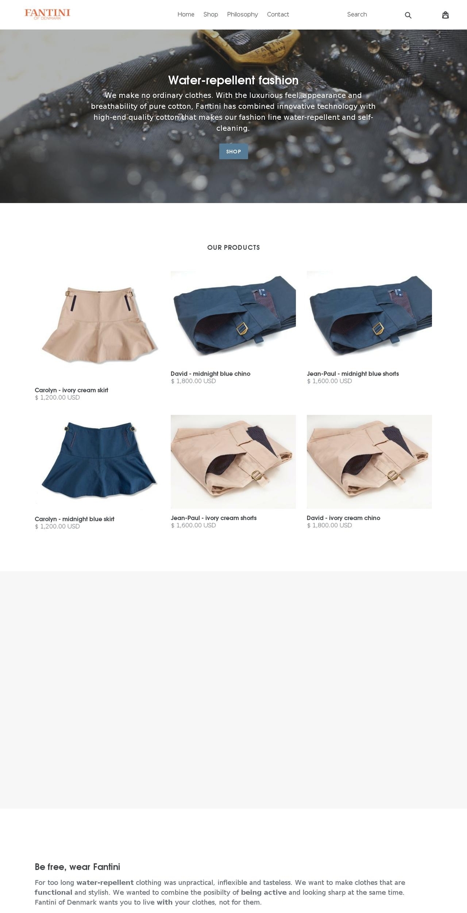fantiniofdenmark.com shopify website screenshot