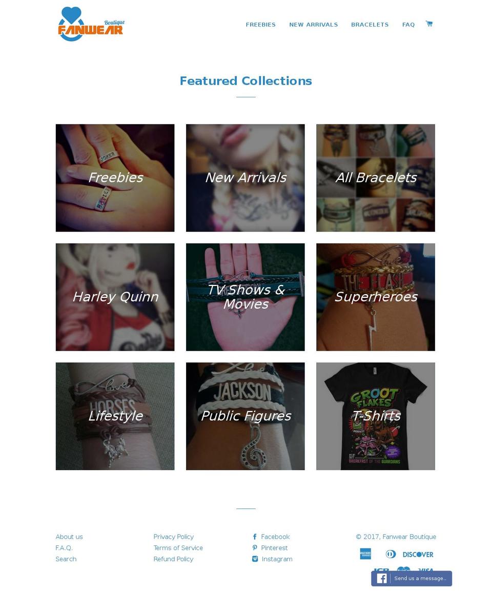 fanwearboutique.com shopify website screenshot