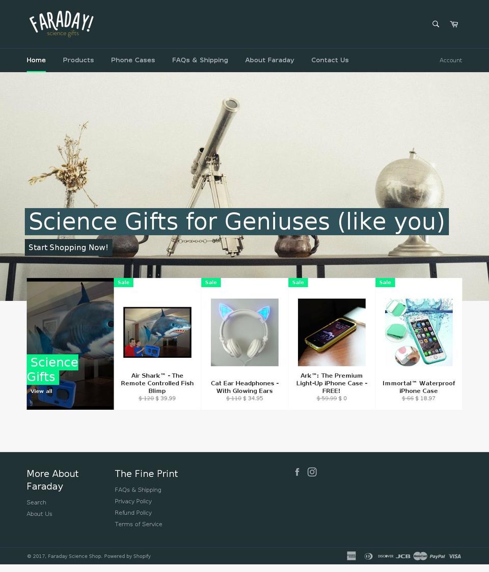 faradayscienceshop.com shopify website screenshot