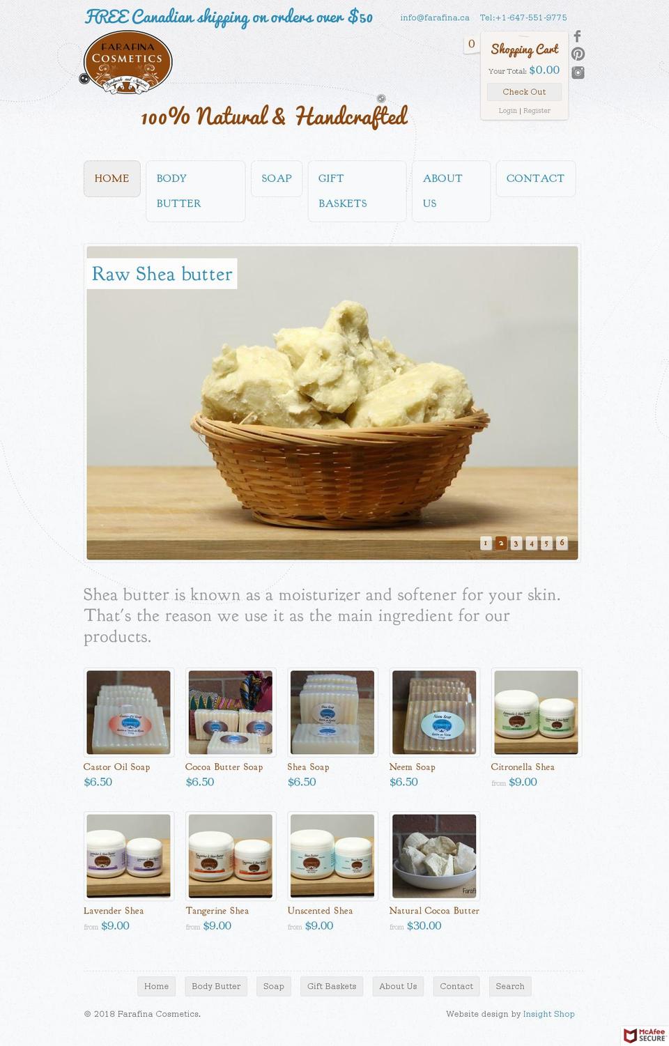 farafina.ca shopify website screenshot