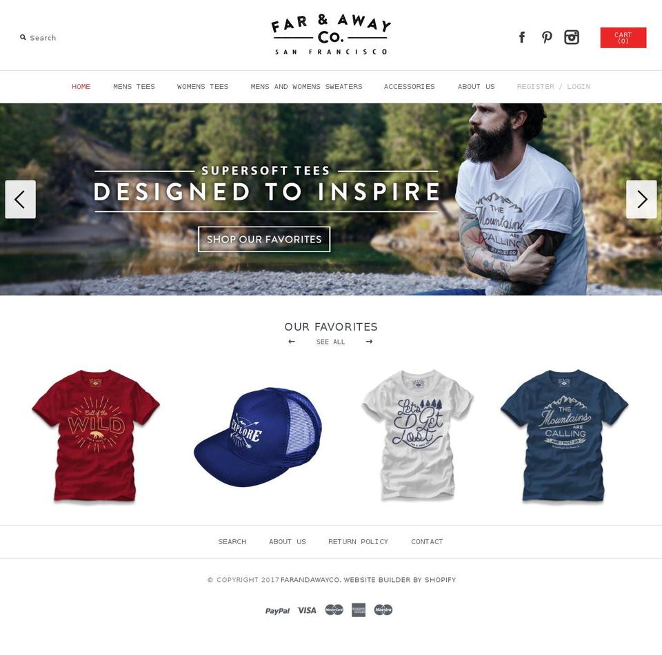 farandawayco.com shopify website screenshot