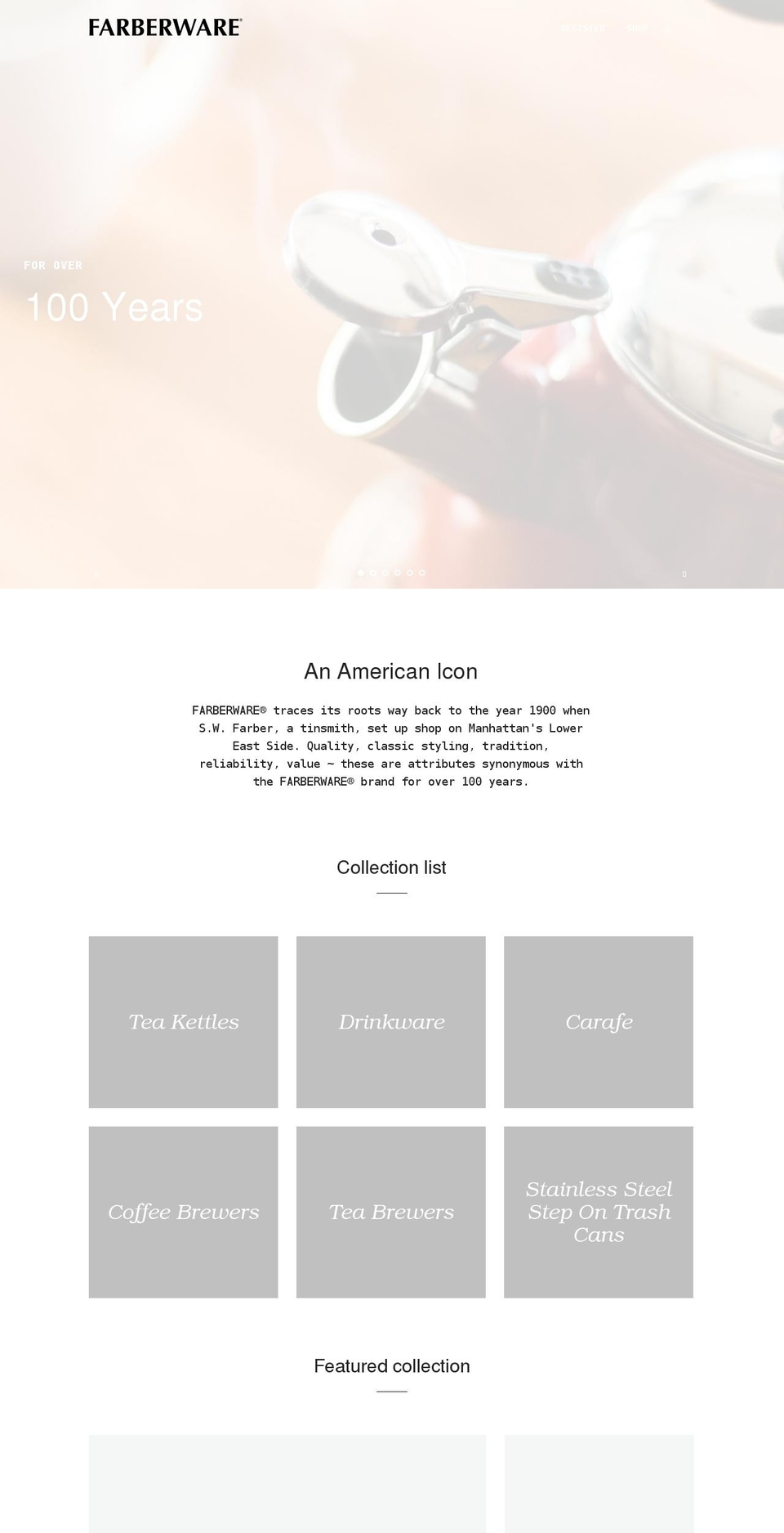 farberwaregoods.com shopify website screenshot