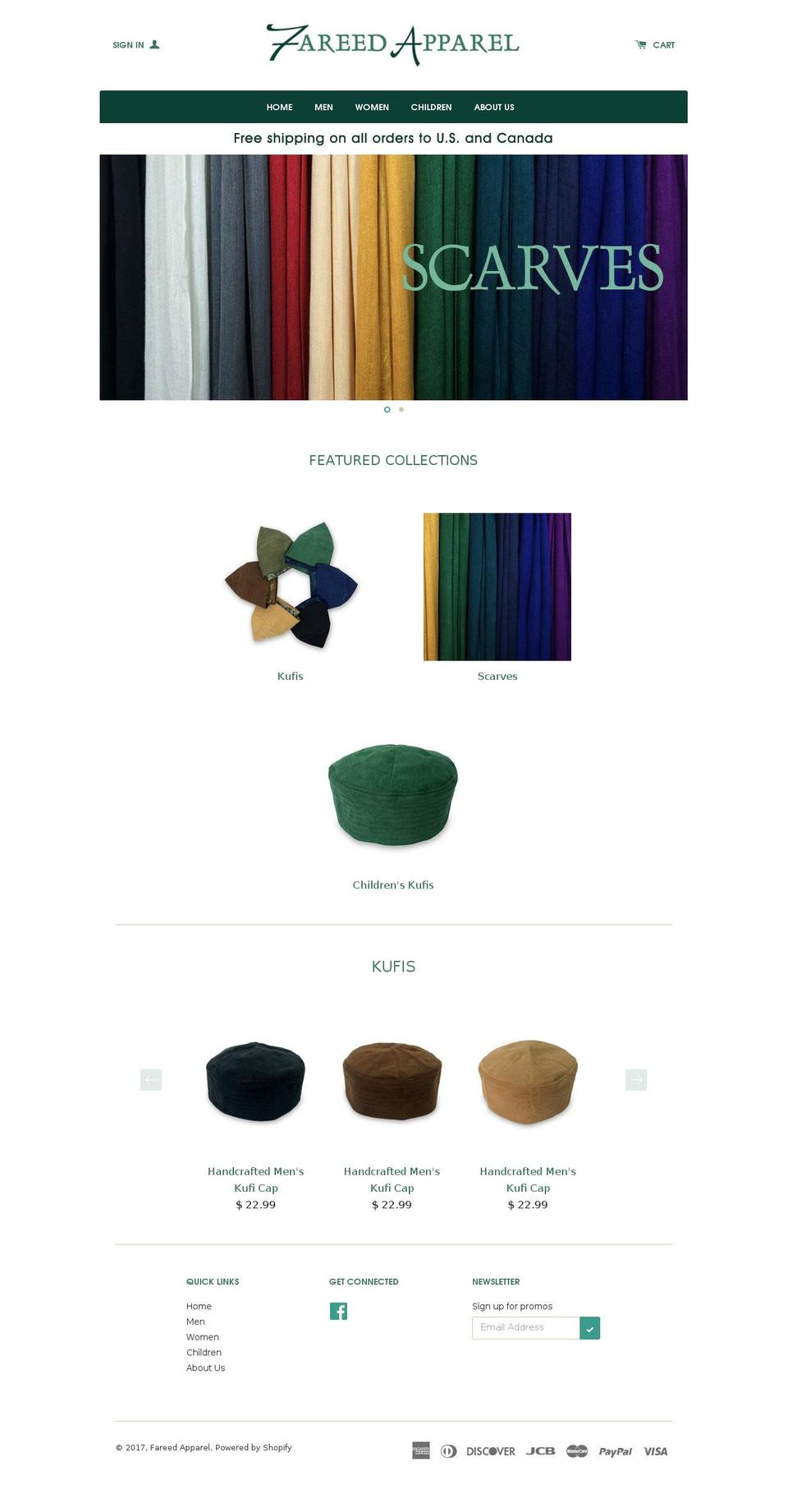 fareedapparel.com shopify website screenshot