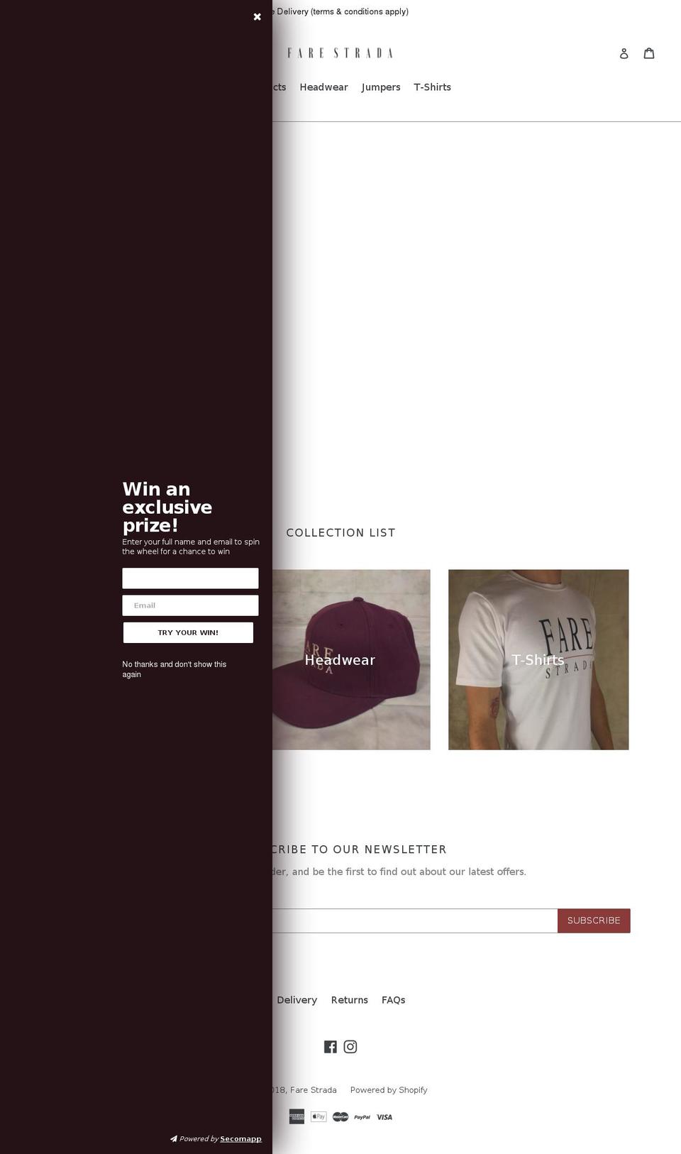 farestrada.com — Shopify storefront screenshot