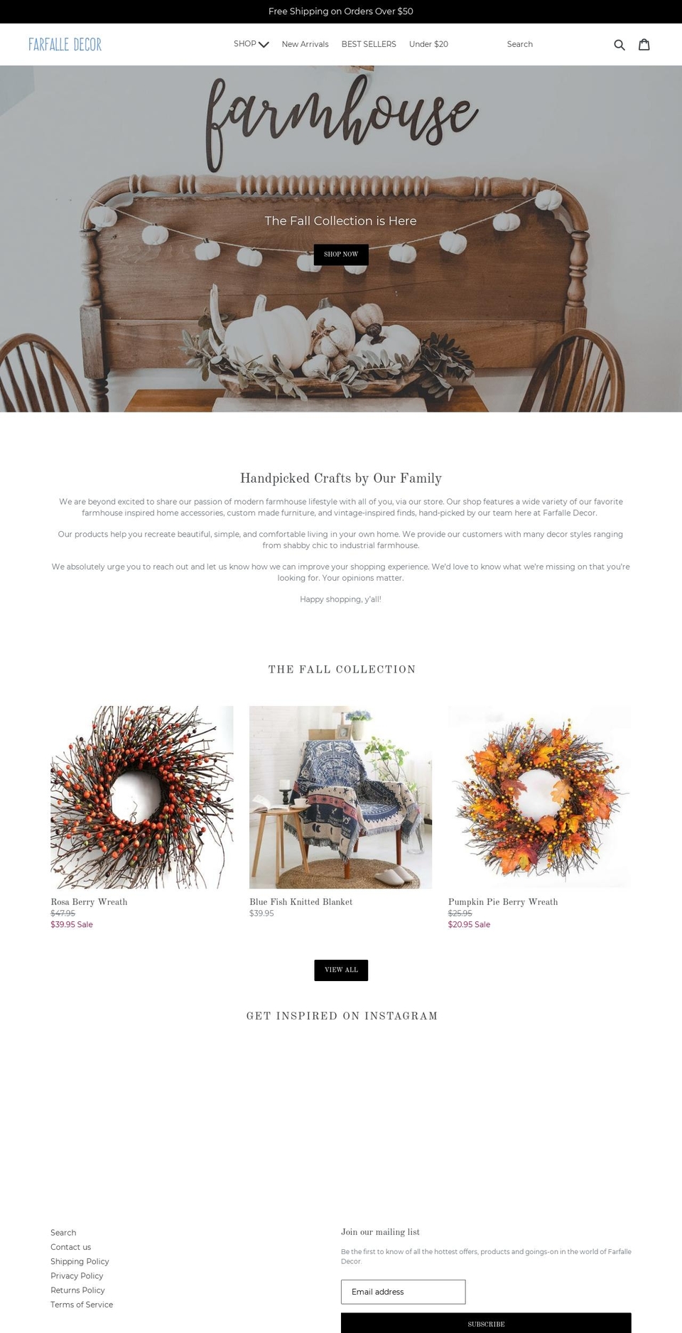 farfalledecor.com — Shopify storefront screenshot