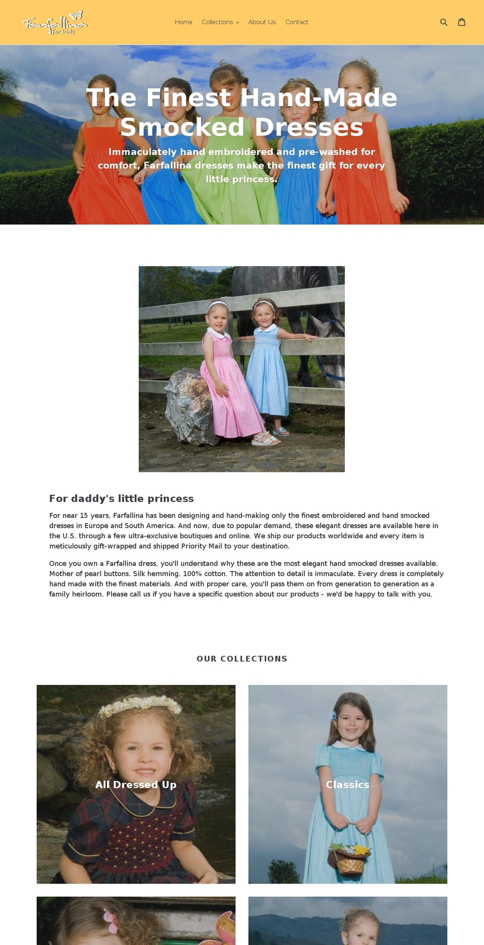 farfallinaforkids.com — Shopify storefront screenshot