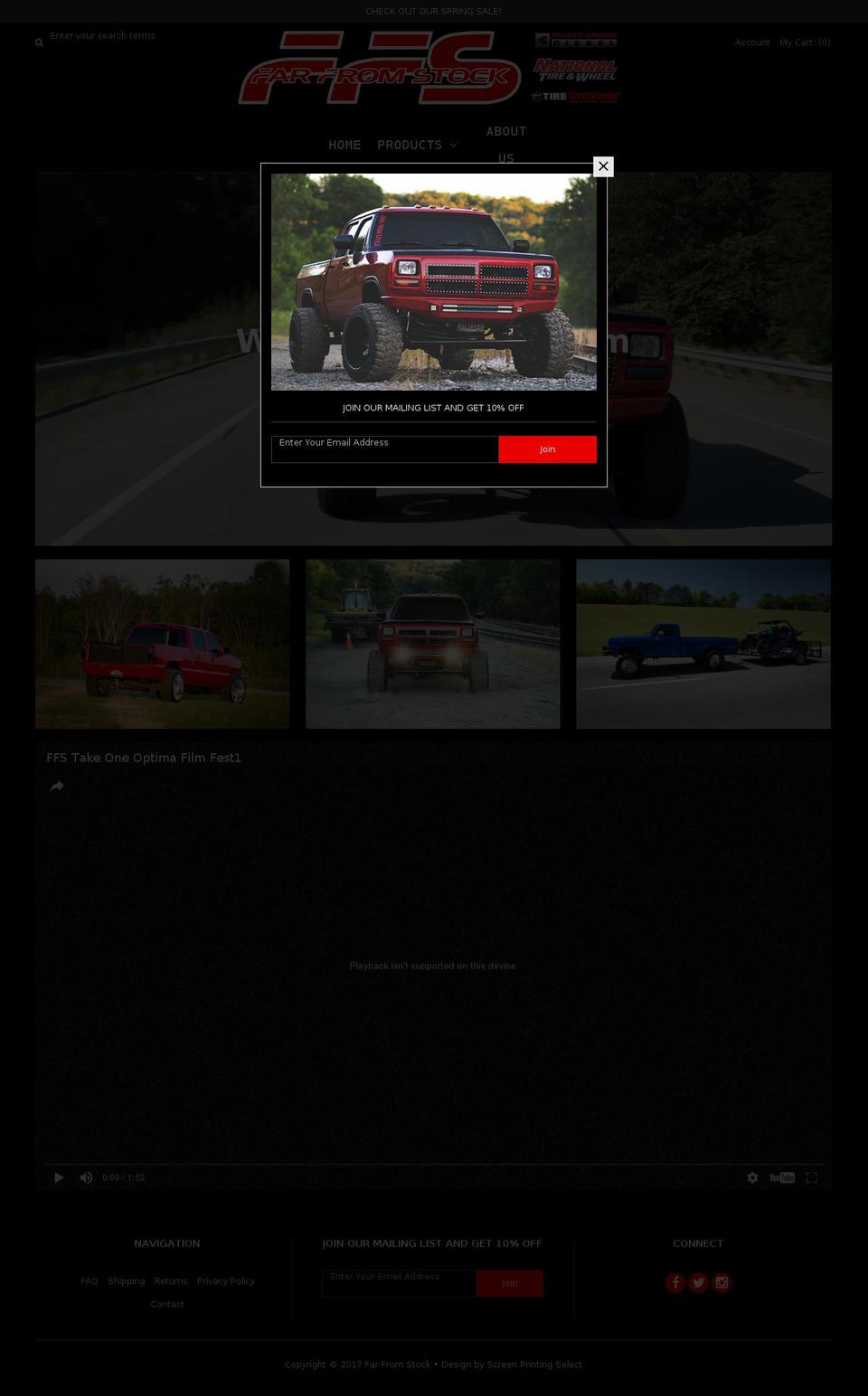 farfromstockstore.com shopify website screenshot