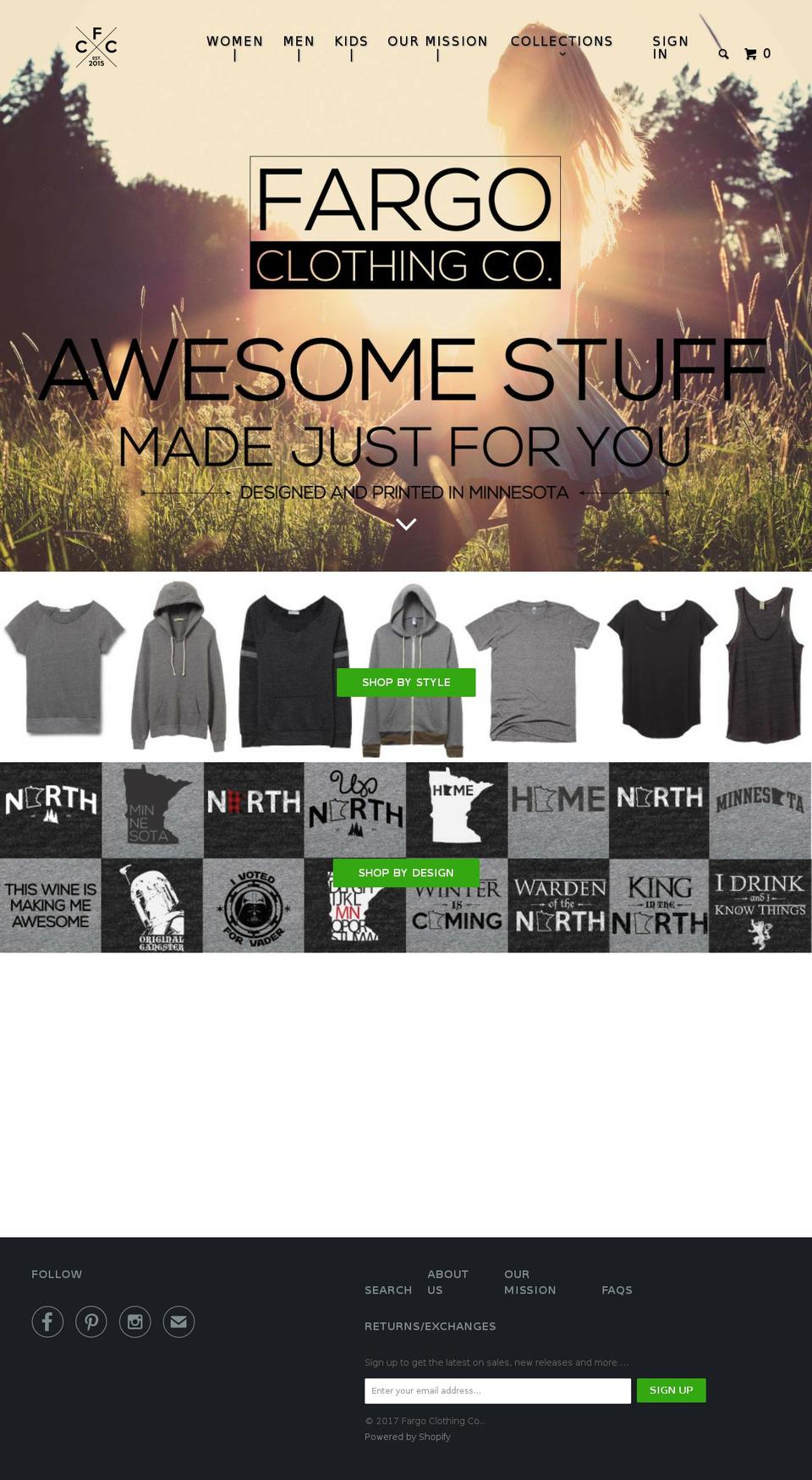 August Shopify theme site example fargoclothingcompany.com