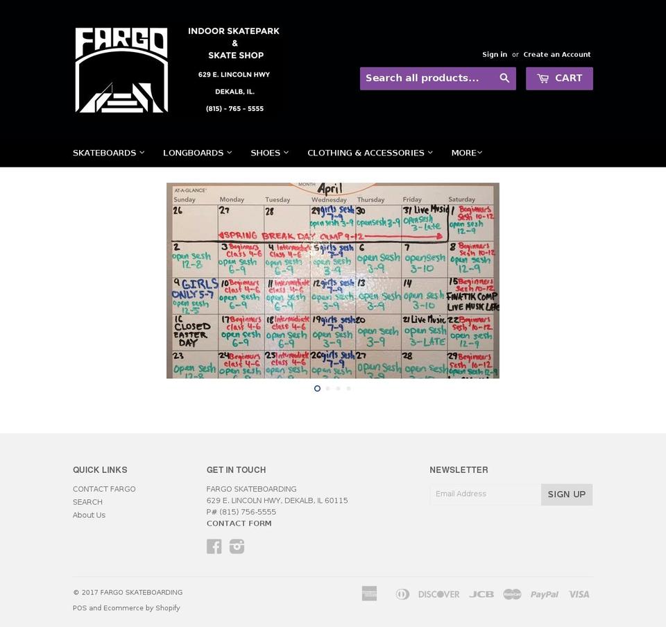 fargoskate.com shopify website screenshot