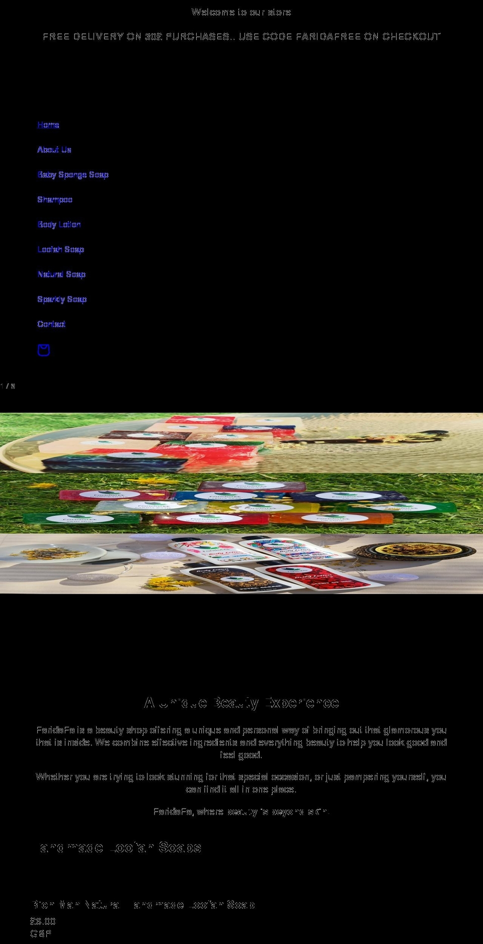 faridafa.com shopify website screenshot