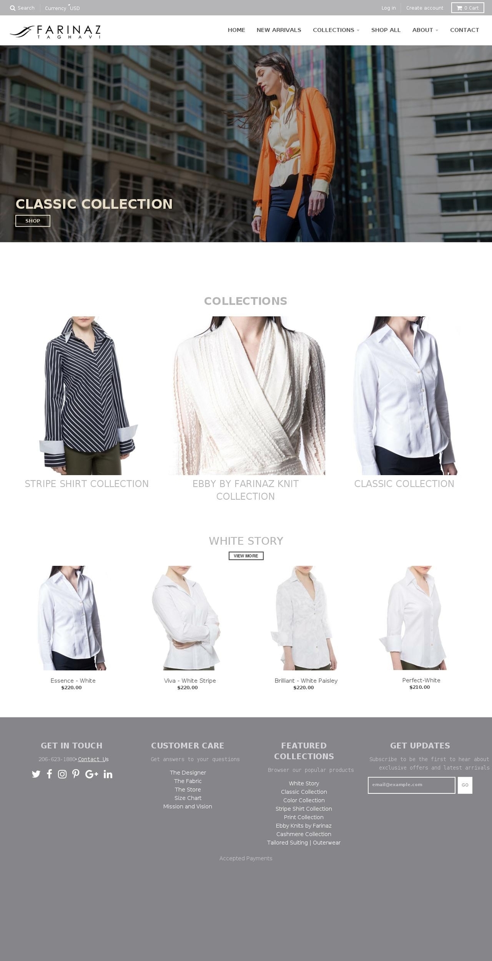 farinaz.com shopify website screenshot