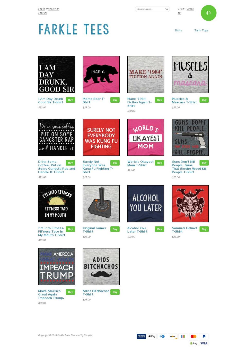 farkletees.com shopify website screenshot
