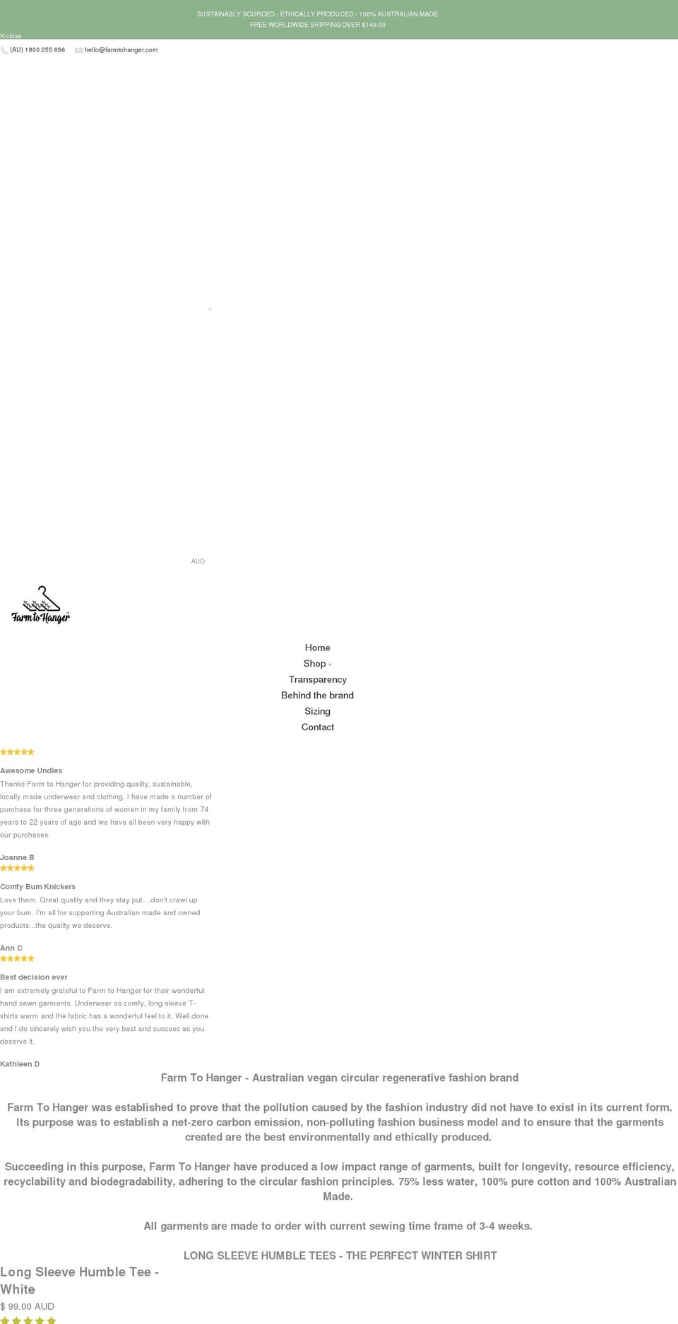 farm2hanger.com — Shopify storefront screenshot