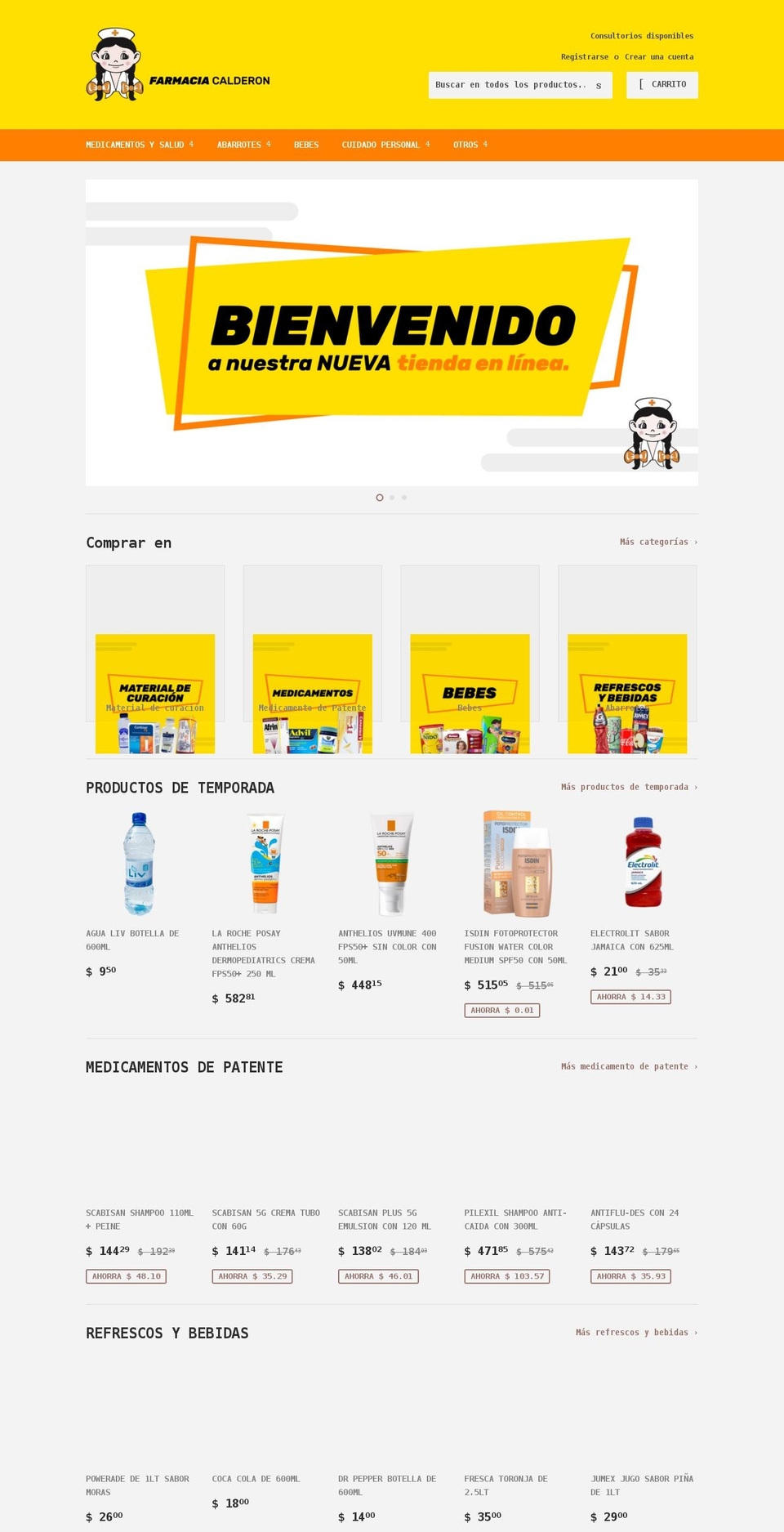 farmaciacalderon.com shopify website screenshot