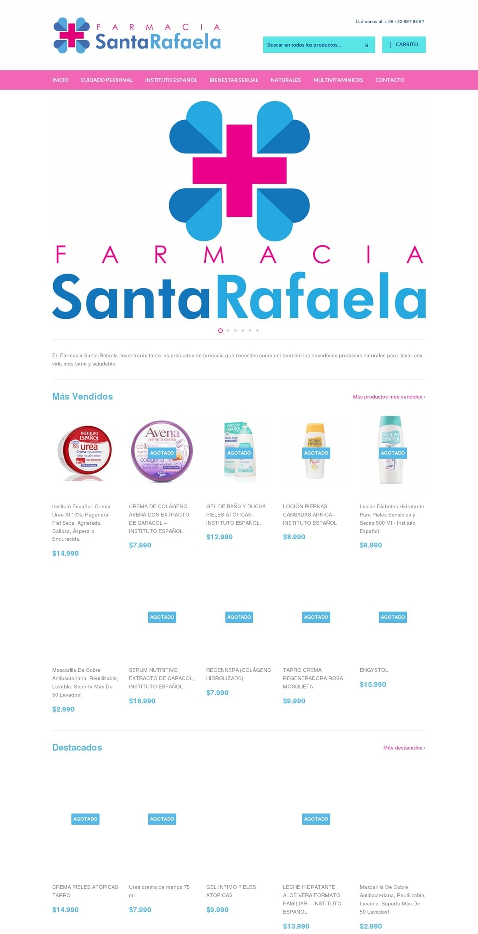 farmaciasantarafaela.cl shopify website screenshot