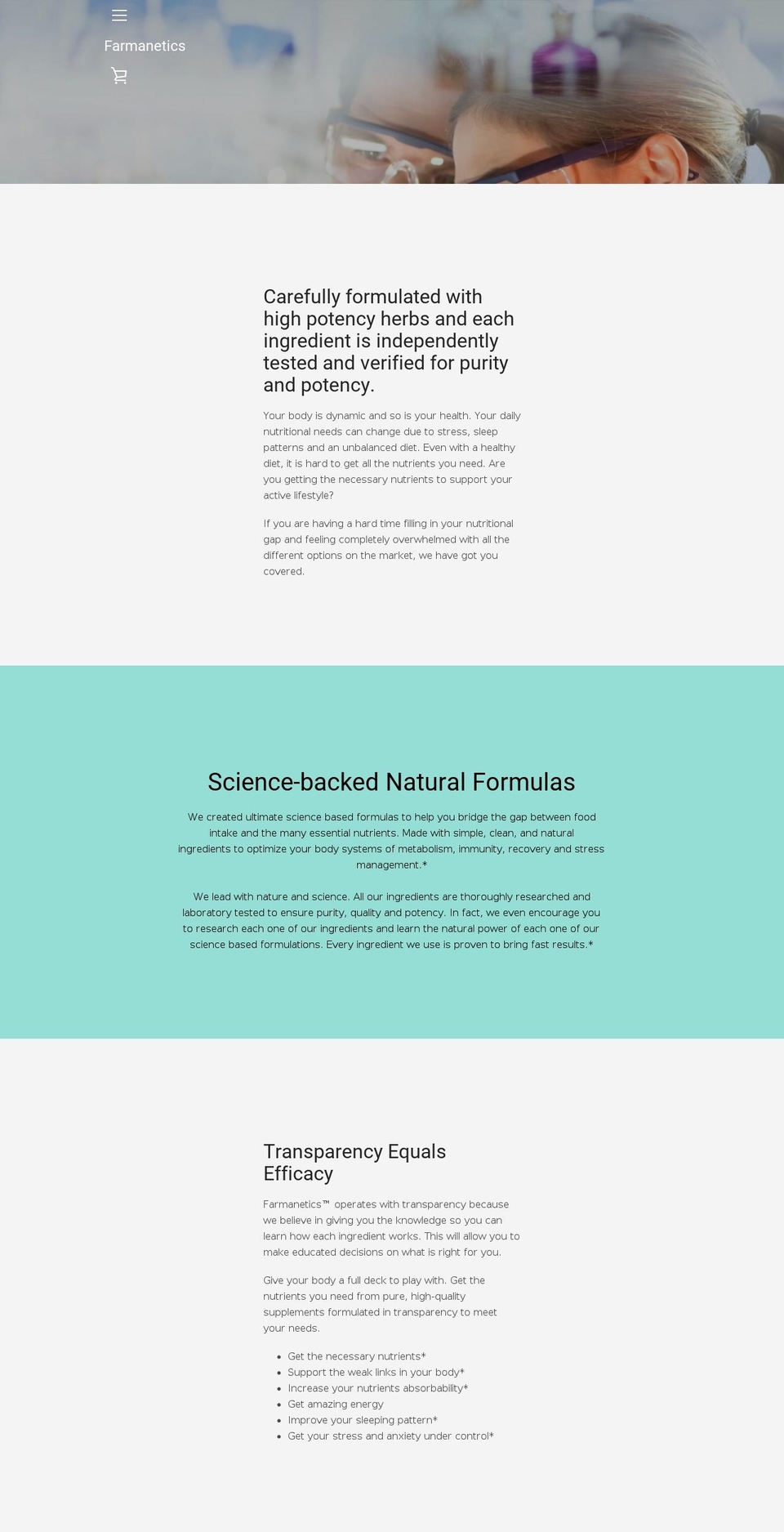 farmanetics.com shopify website screenshot