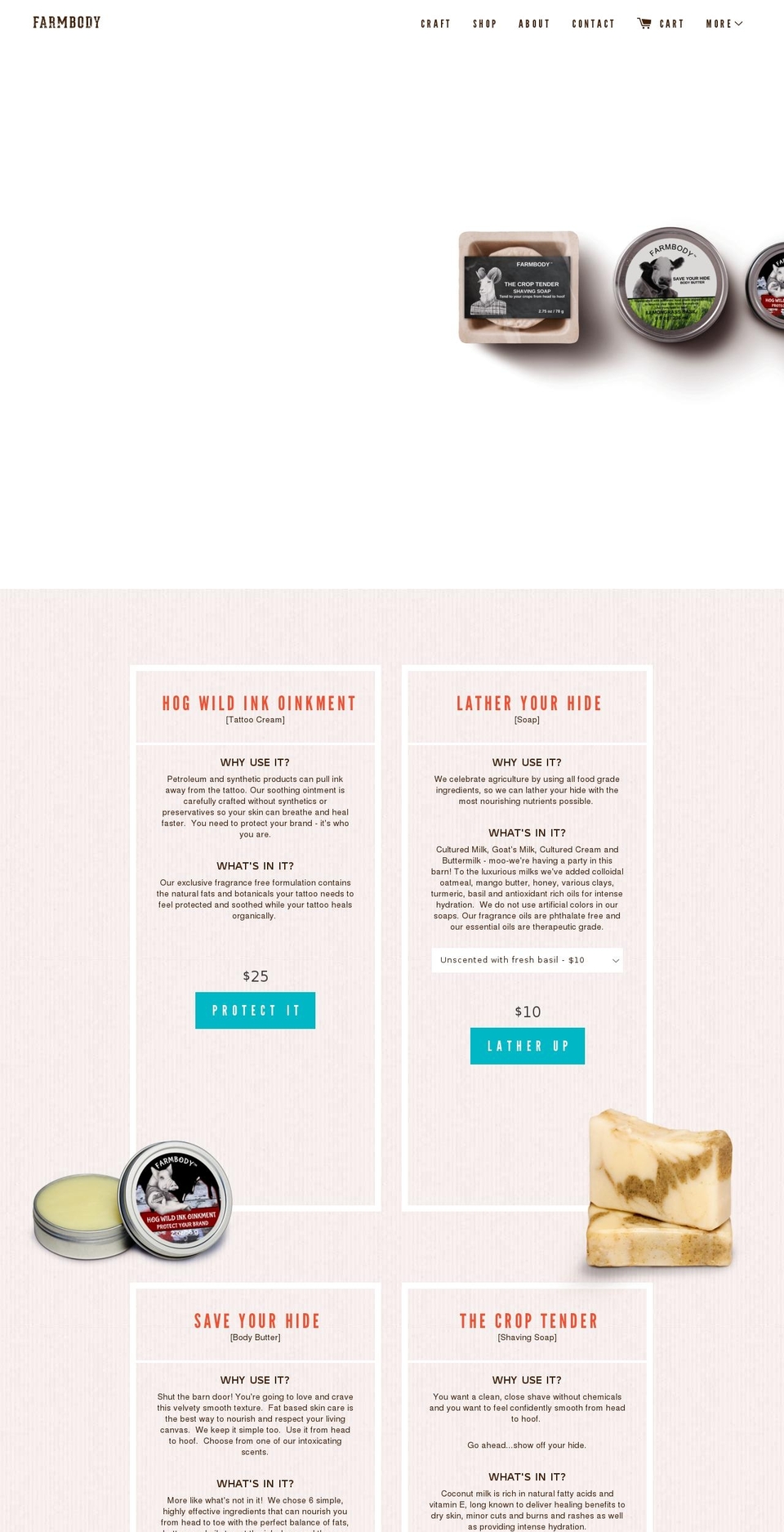 farmbodyskincare.com shopify website screenshot