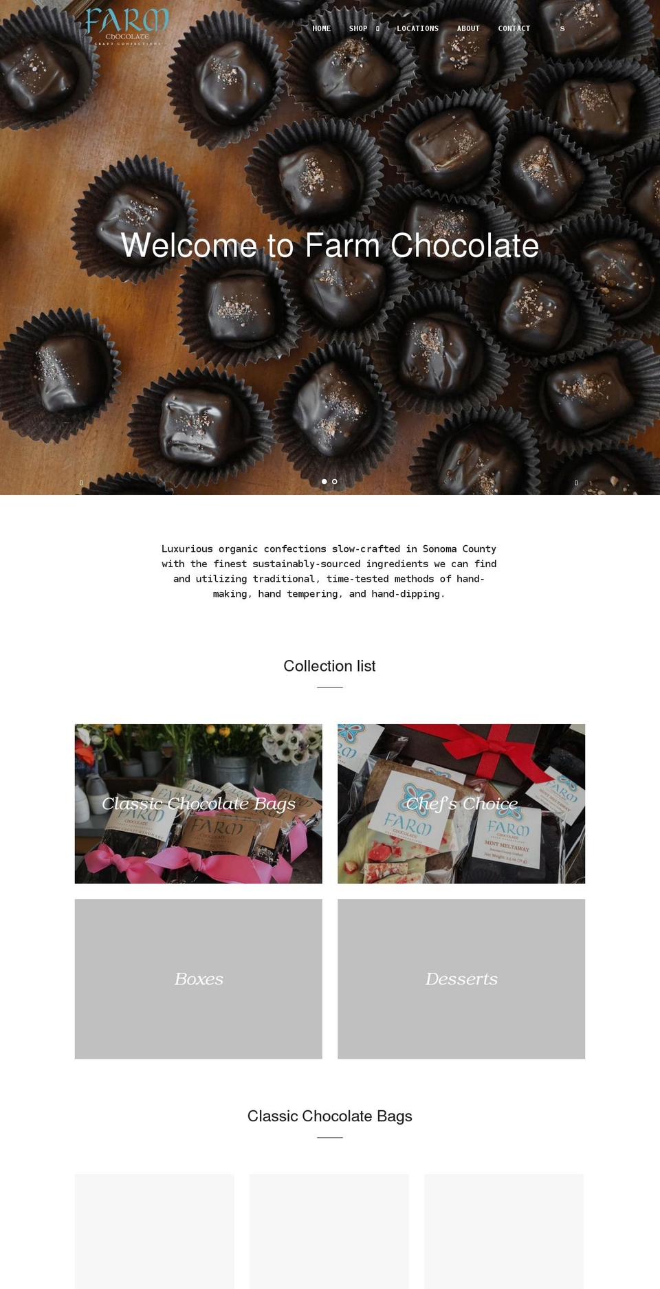 farmchocolate.com shopify website screenshot
