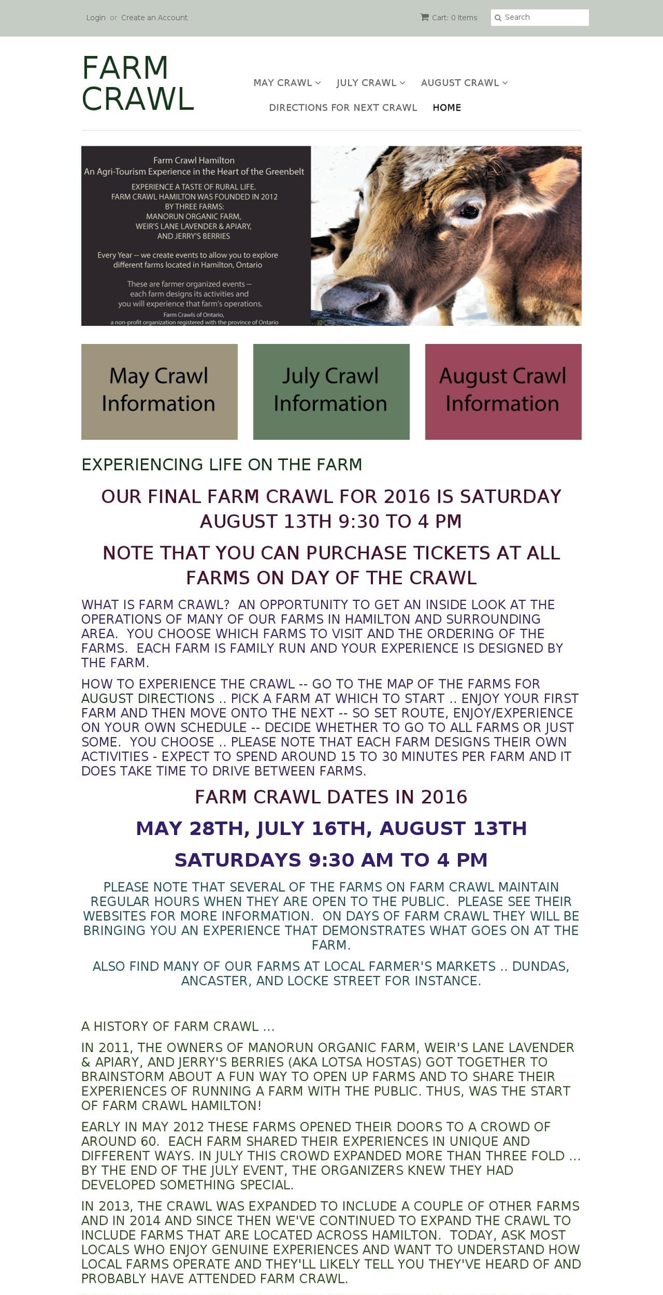 farmcrawlhamilton.com shopify website screenshot