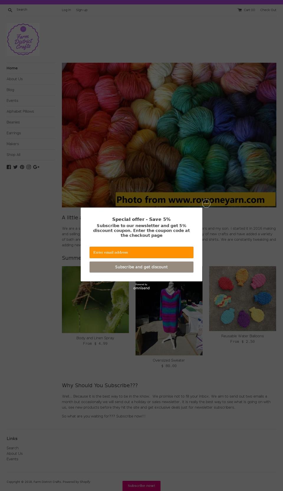 farmdistrictcrafts.com shopify website screenshot