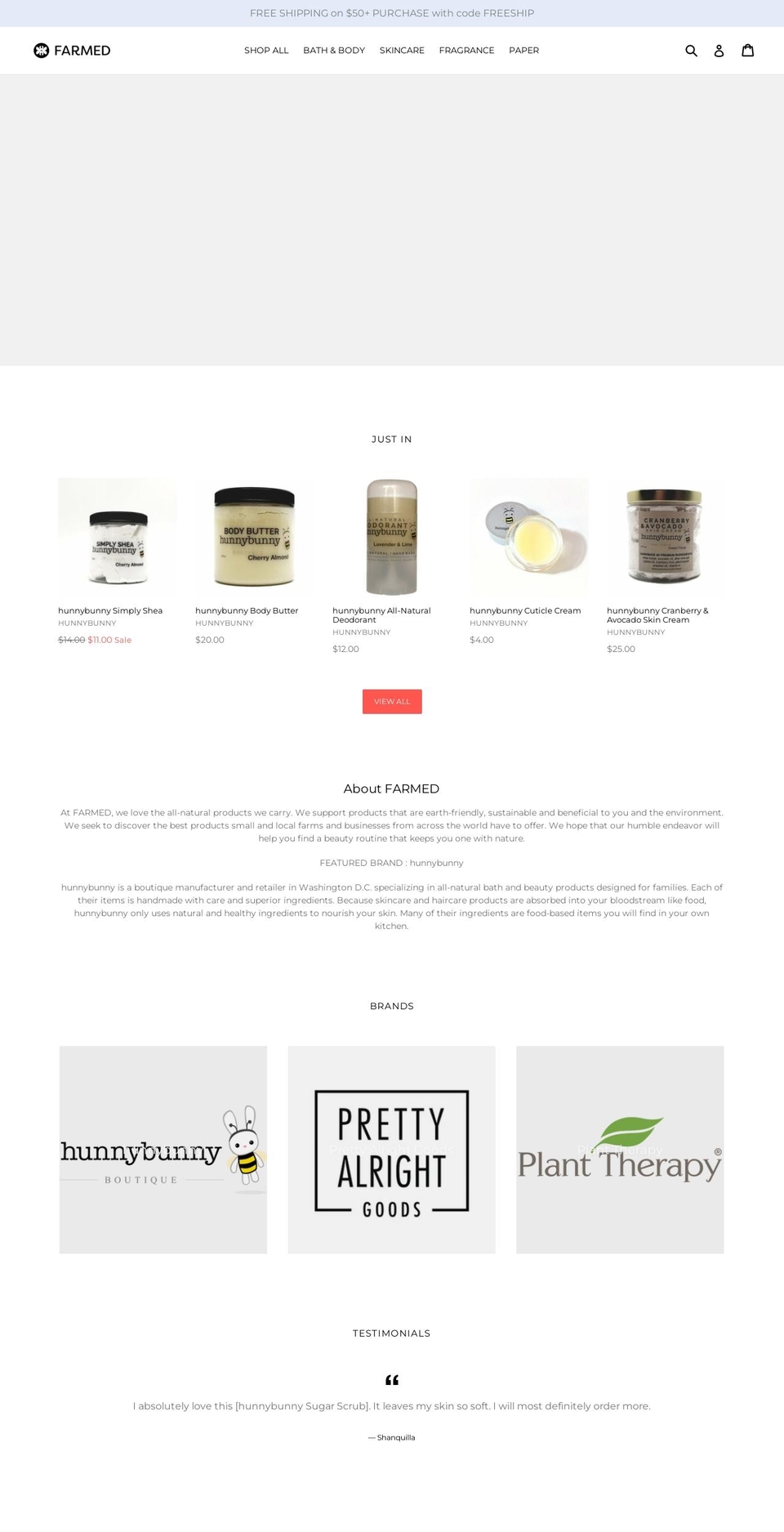 farmedofficial.com — Shopify storefront screenshot