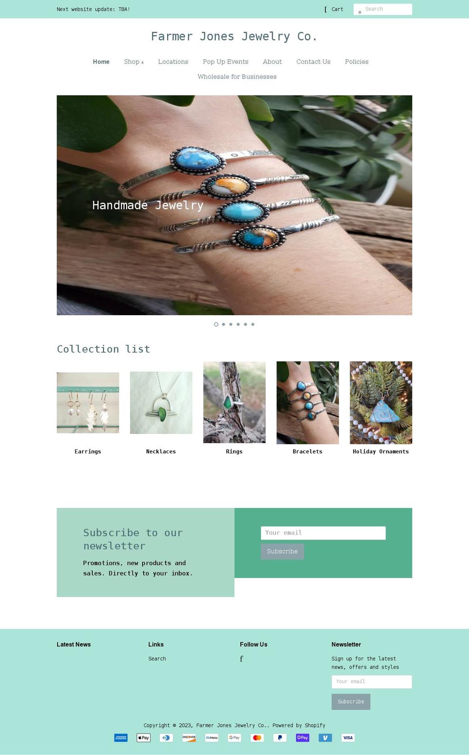 farmerjonesjewelry.com shopify website screenshot