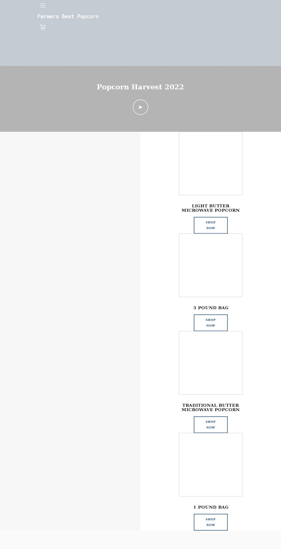 farmersbestpopcorn.com shopify website screenshot