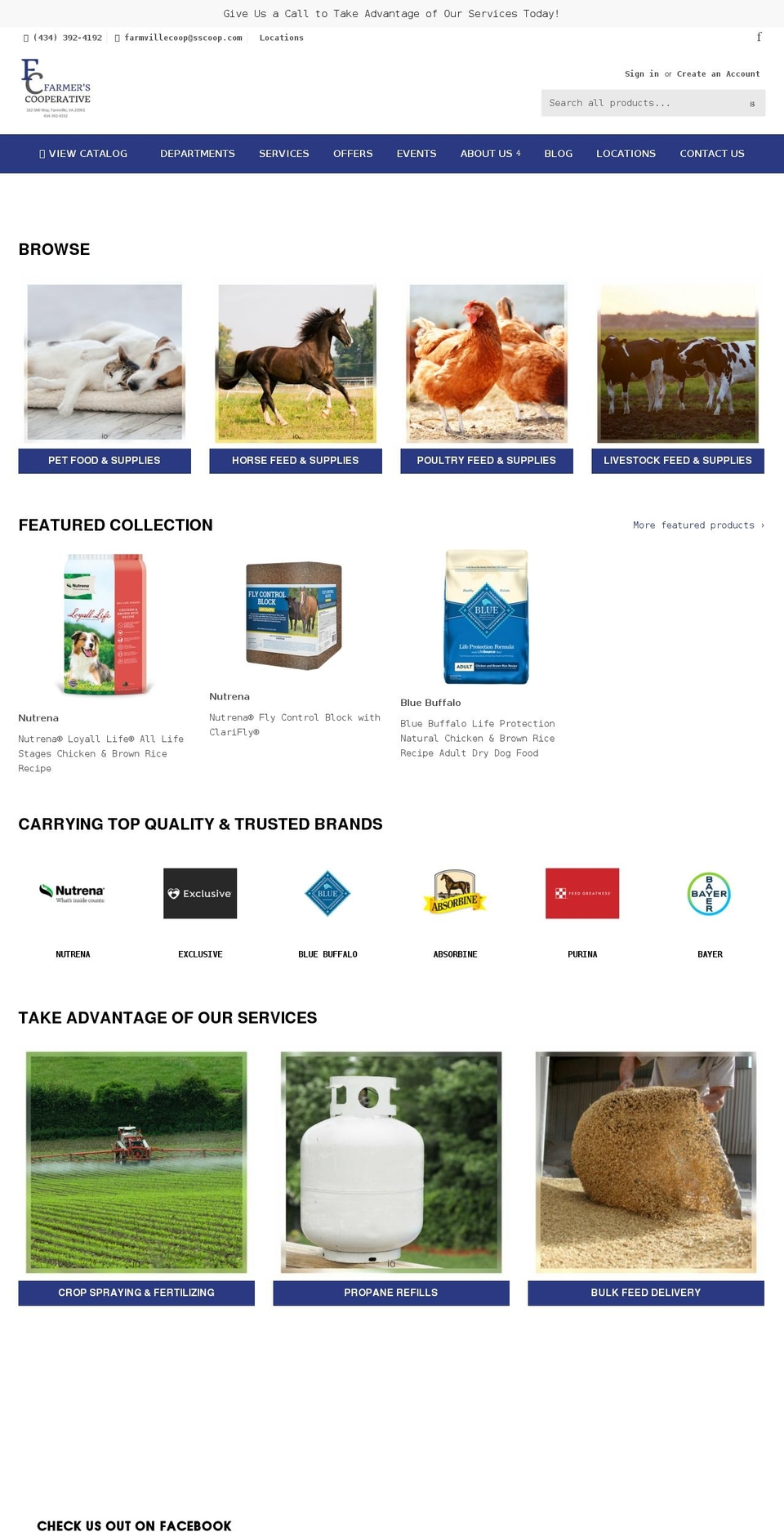 Nucleus Shopify theme site example farmerscoopfarmville.com