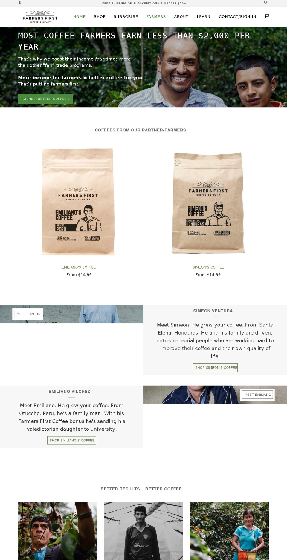 farmersfirstcoffee.com shopify website screenshot