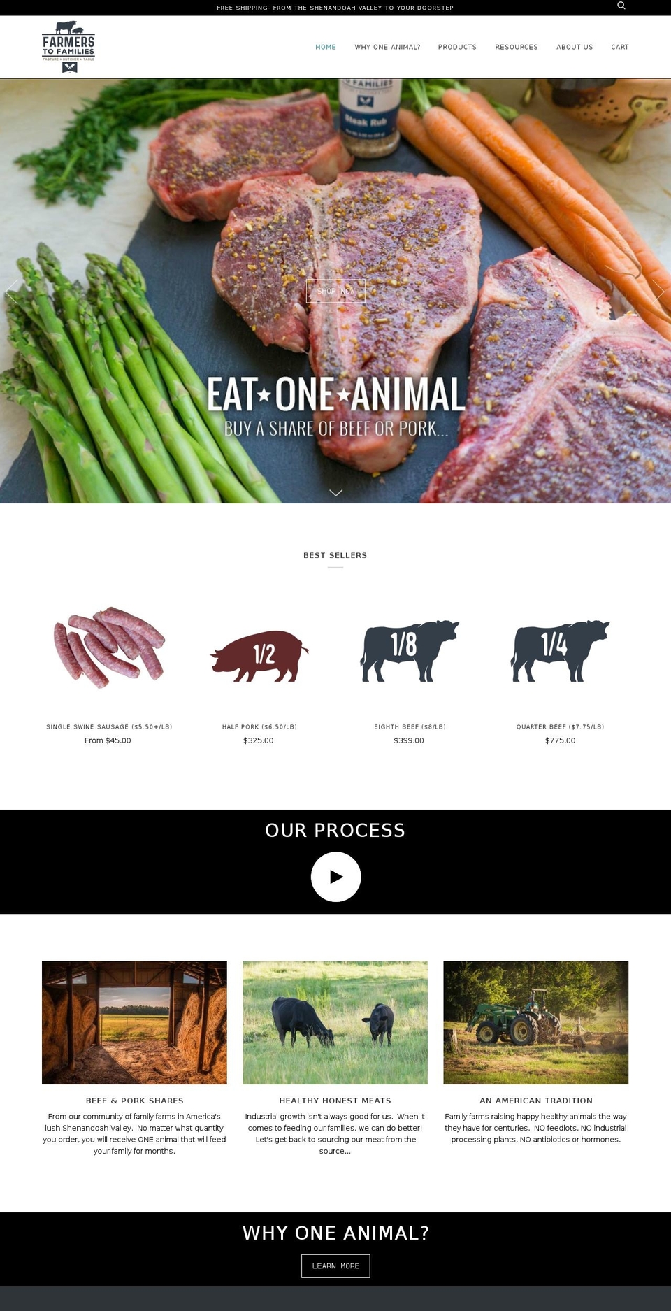 farmerstofamilies.com shopify website screenshot
