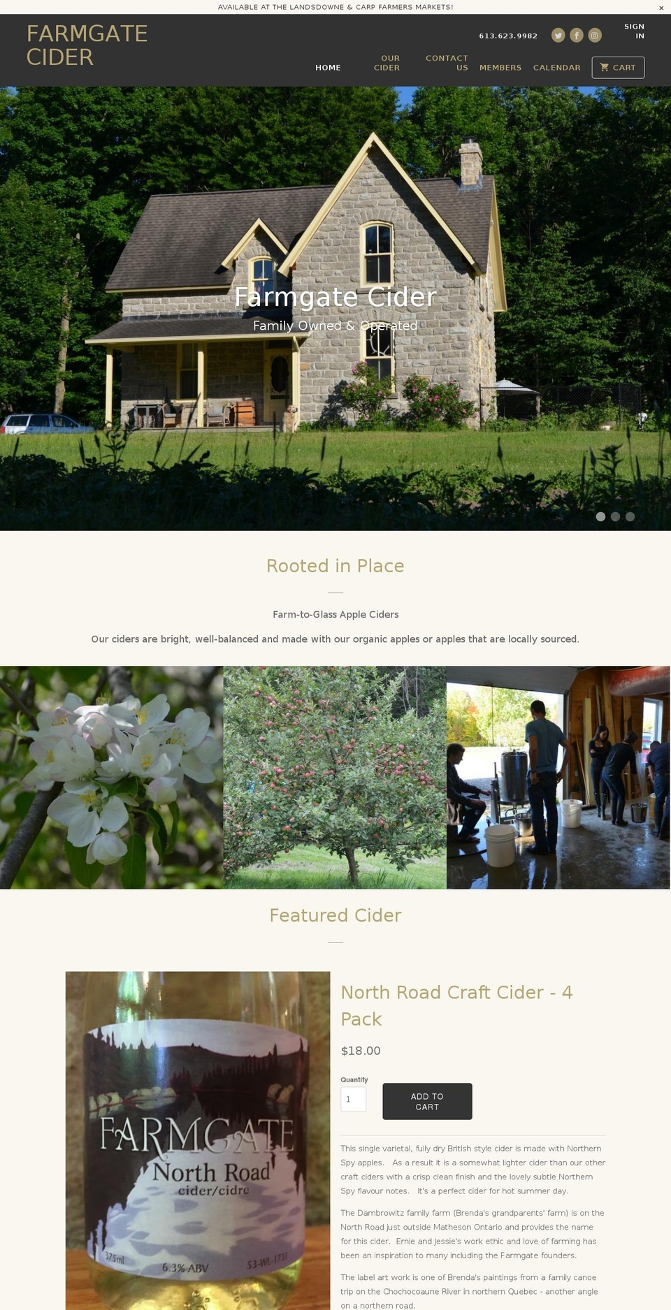 farmgatecider.ca shopify website screenshot