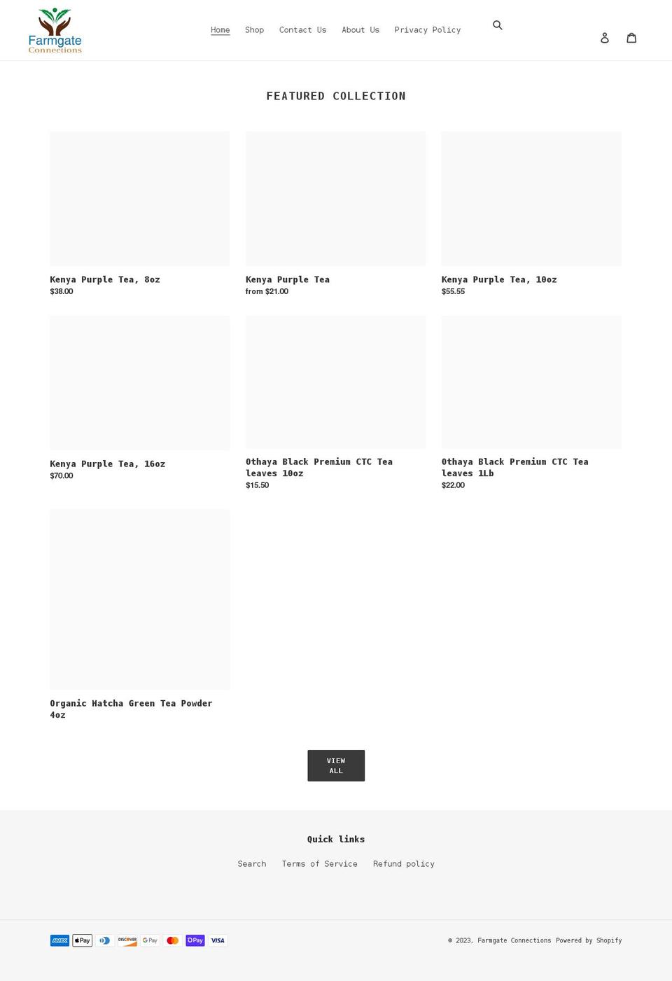 farmgateconnections.com — Shopify storefront screenshot