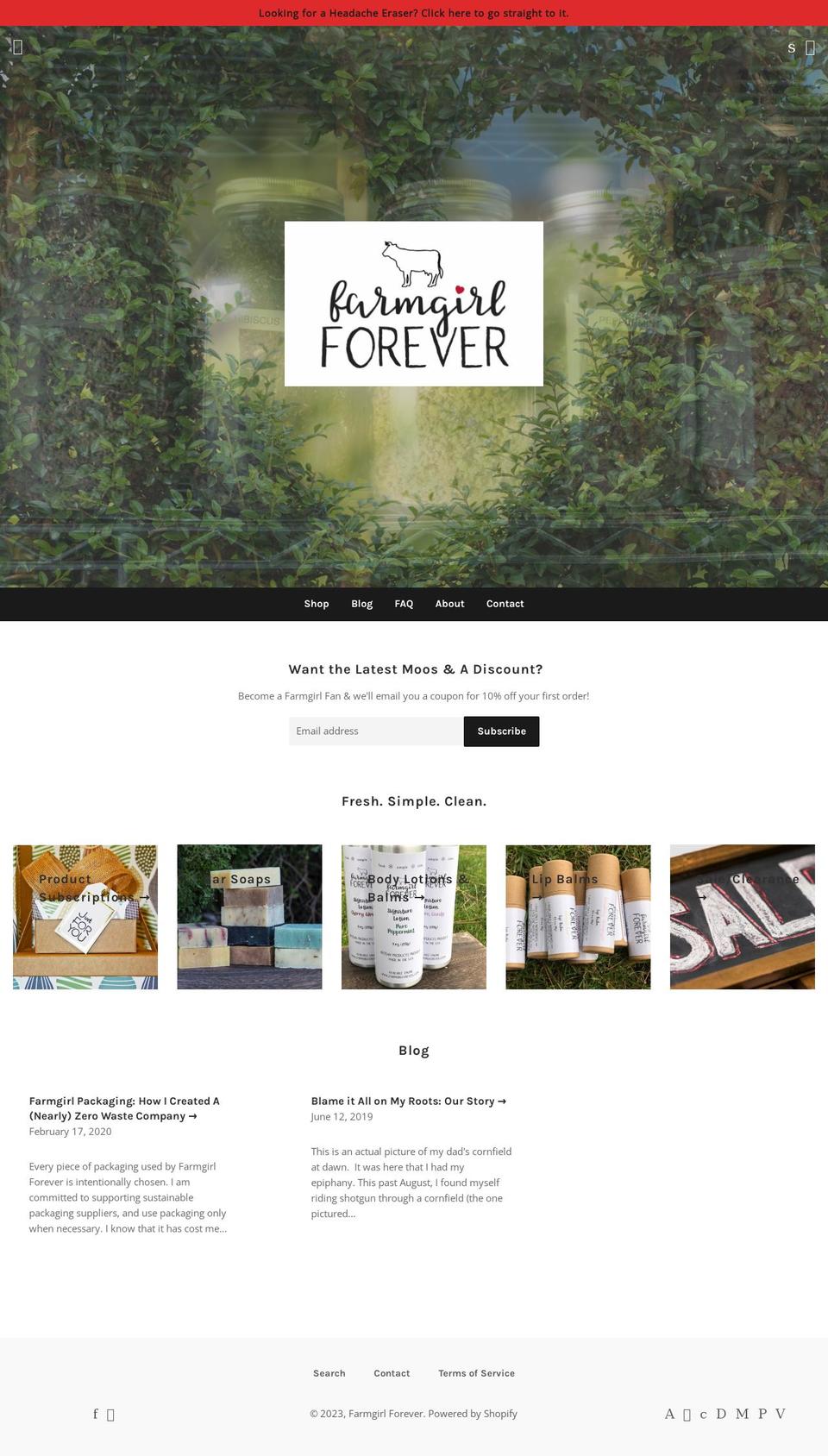 farmgirlforever.com shopify website screenshot