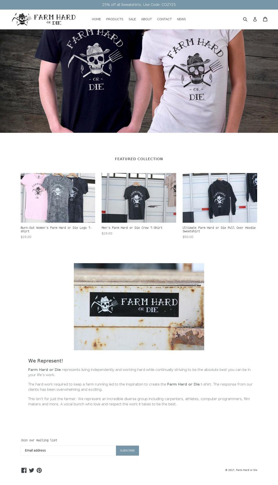 farmhardordie.com shopify website screenshot