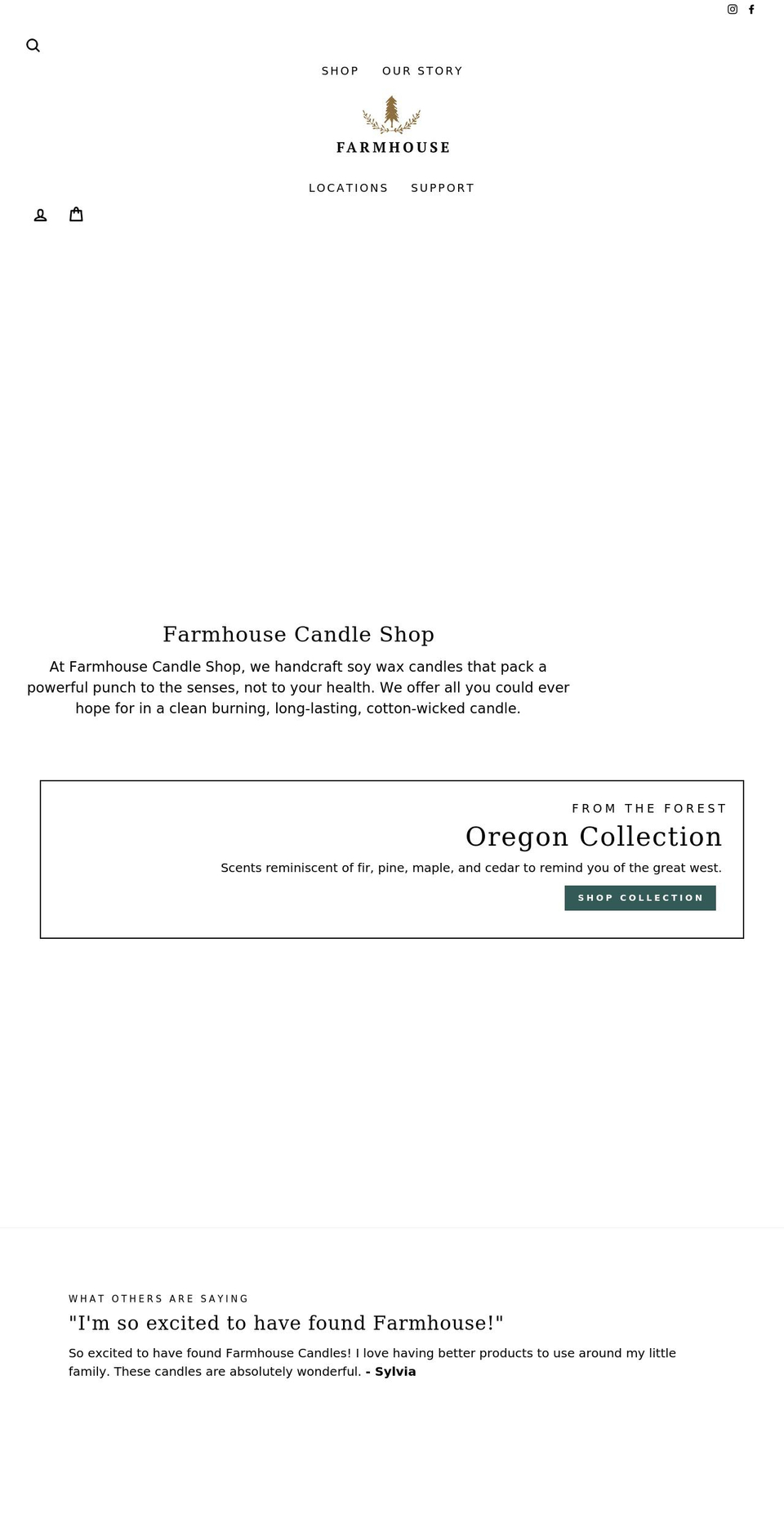 farmhousecandleshop.com shopify website screenshot