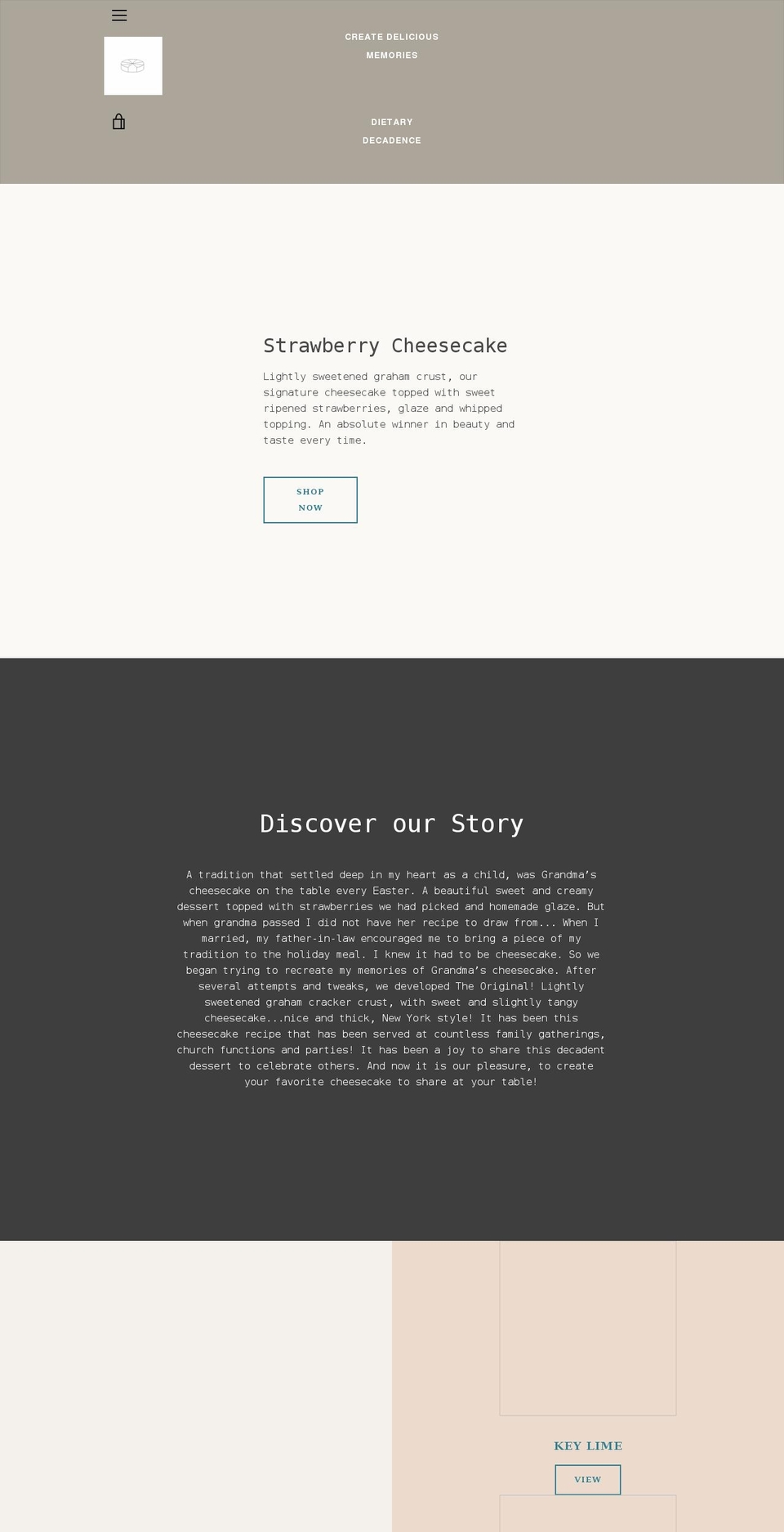 farmhousecheesecakes.com shopify website screenshot