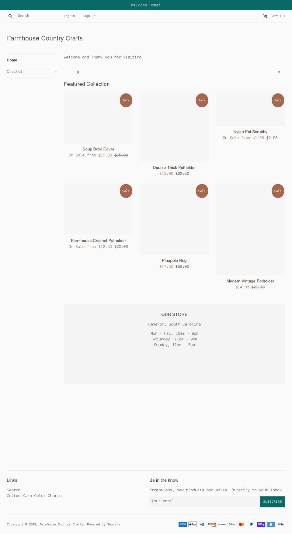 farmhousecountrycrafts.com shopify website screenshot