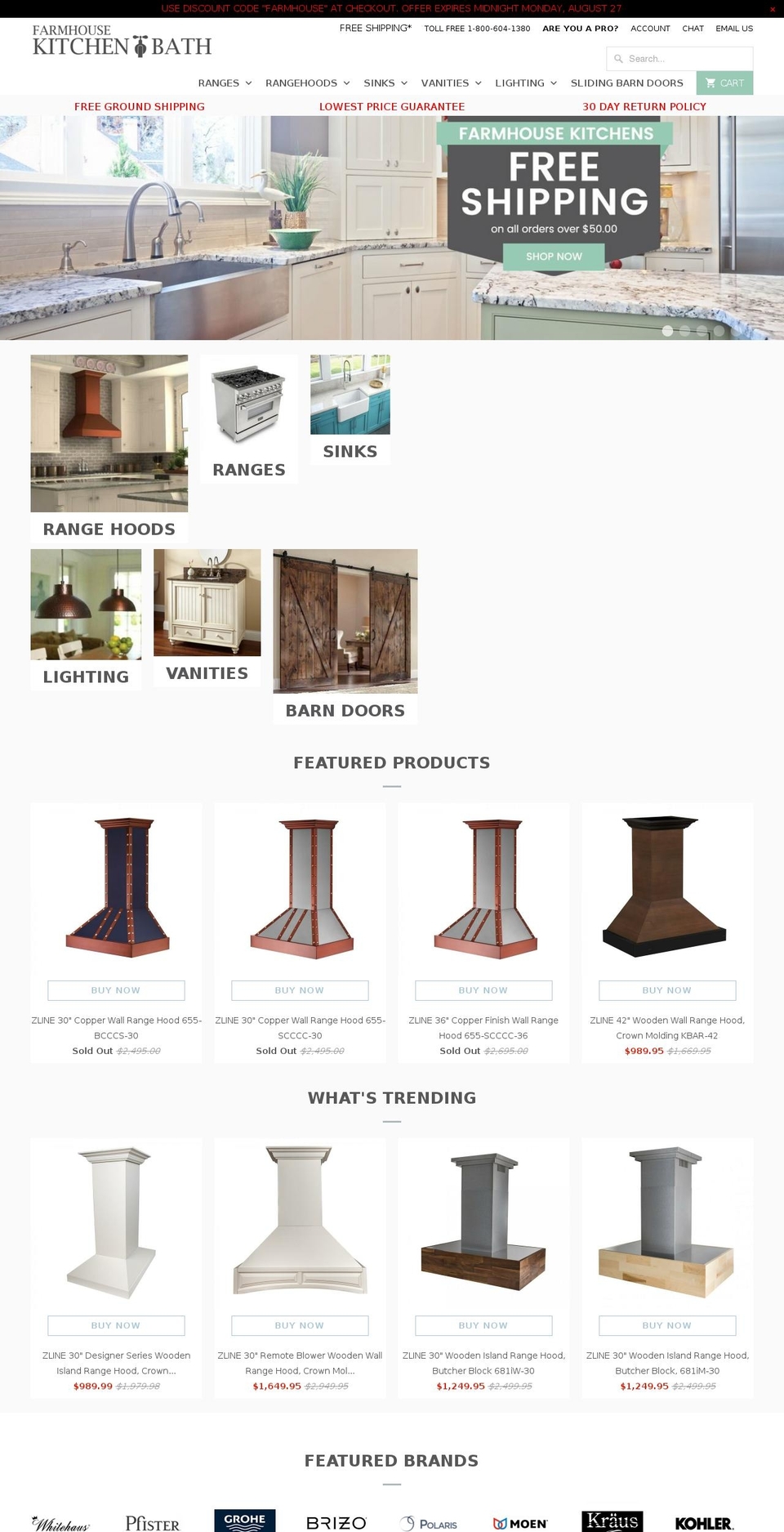 Premium Design Shopify theme site example farmhousekitchenandbath.com