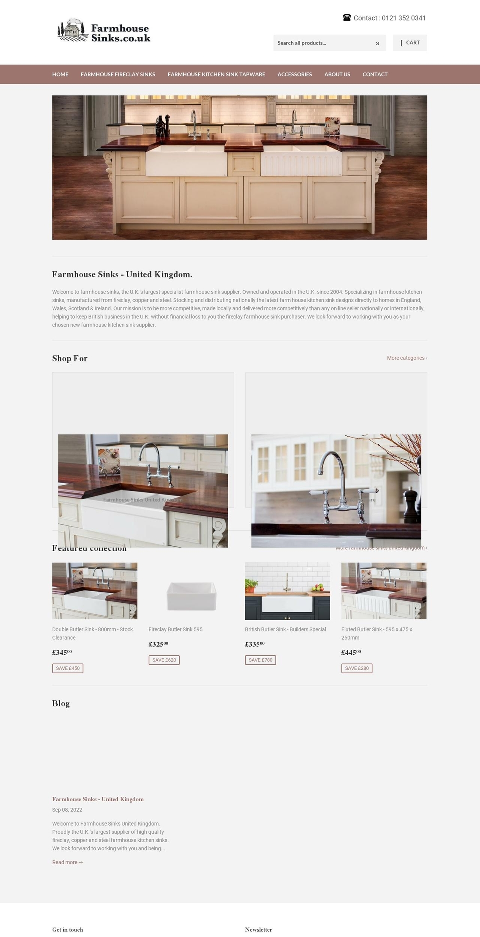 farmhousesinks.co.uk shopify website screenshot