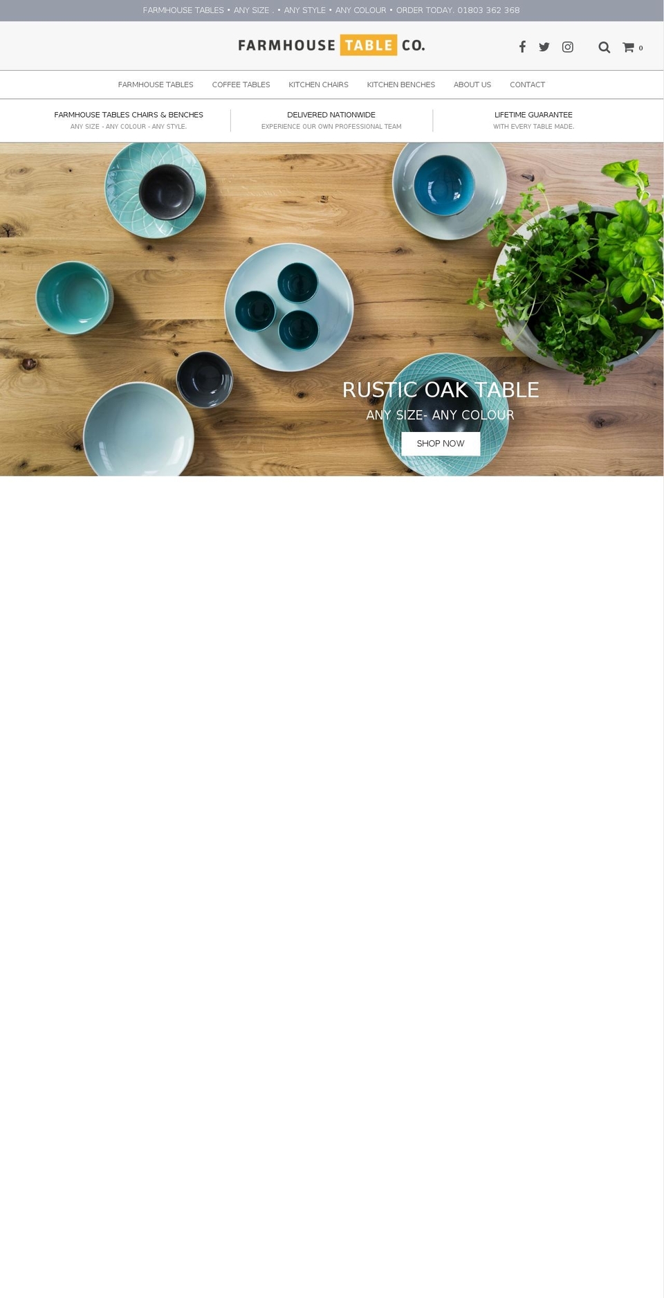 farmhousetablecompany.co.uk shopify website screenshot