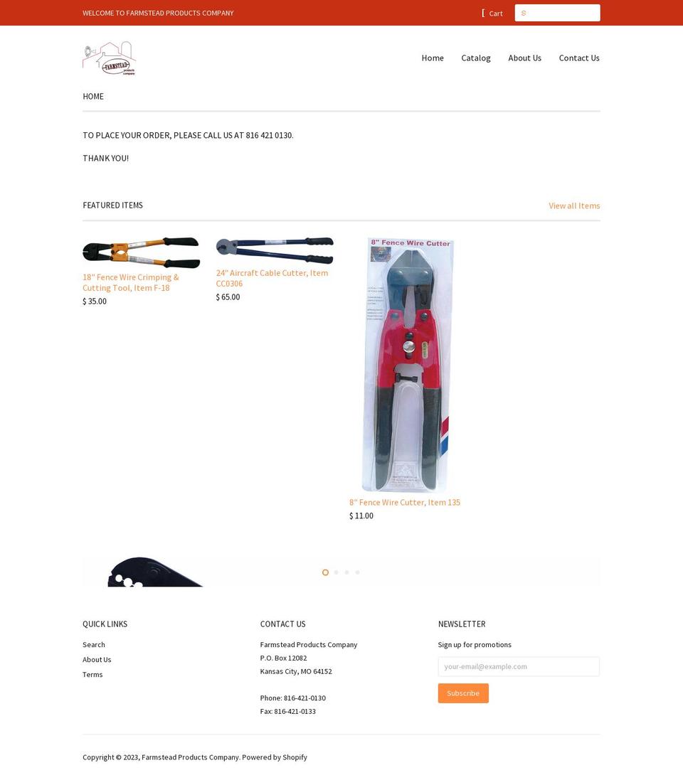 farmsteadproductscompany.com shopify website screenshot