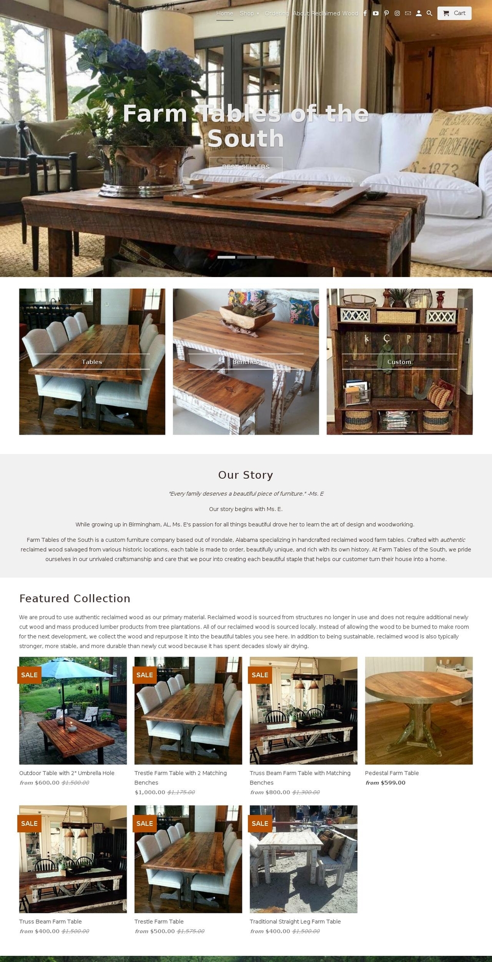 farmtablesofthesouth.com shopify website screenshot