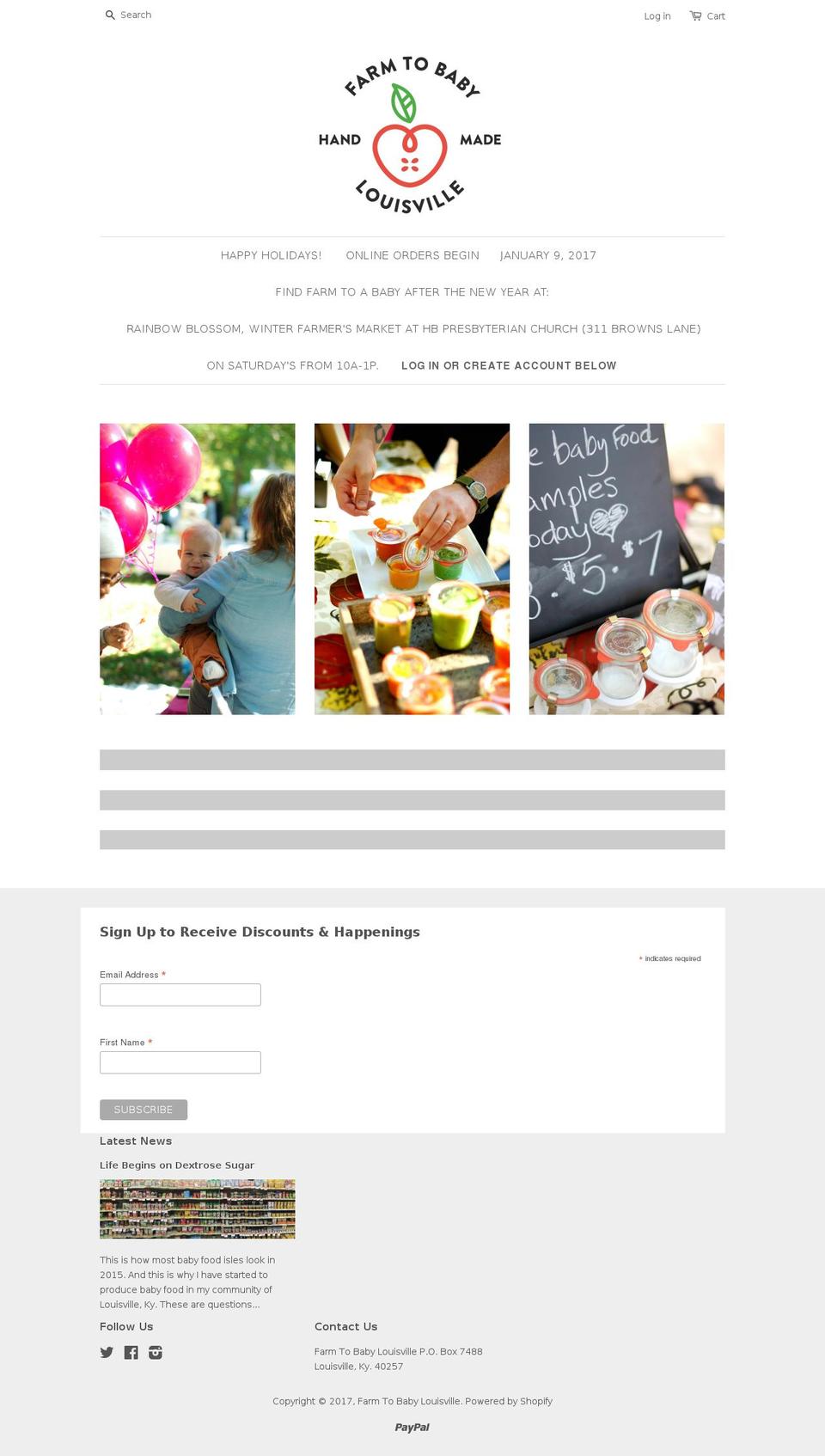 farmtobaby.net shopify website screenshot