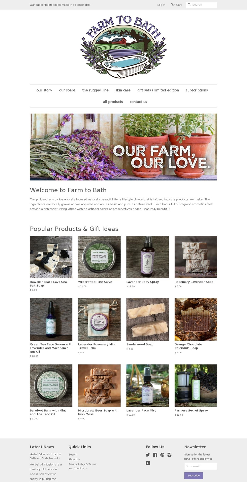 Farm to Bath Shopify theme site example farmtobath.info