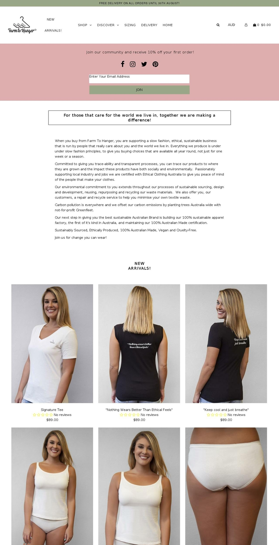 farmtohanger.com shopify website screenshot